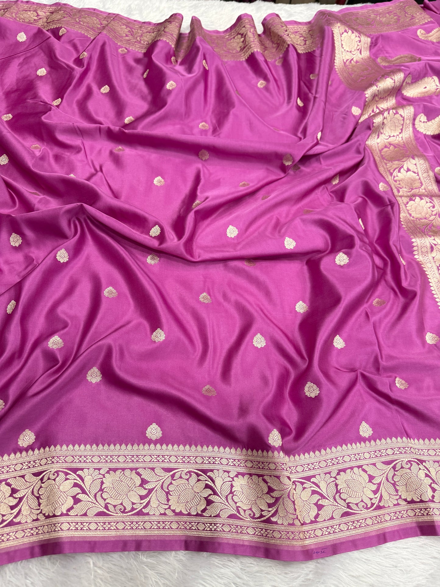 Onion pink premium Banarasi Mashru katan silk saree MK186