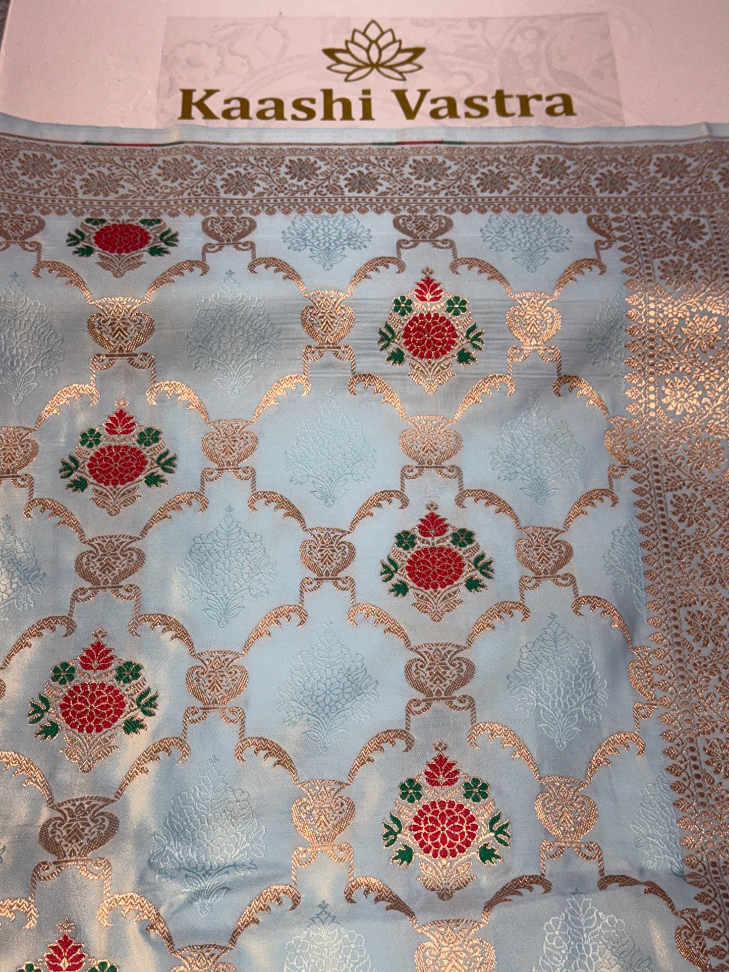Light sea blue premium Banarasi Mashru katan silk saree MK160
