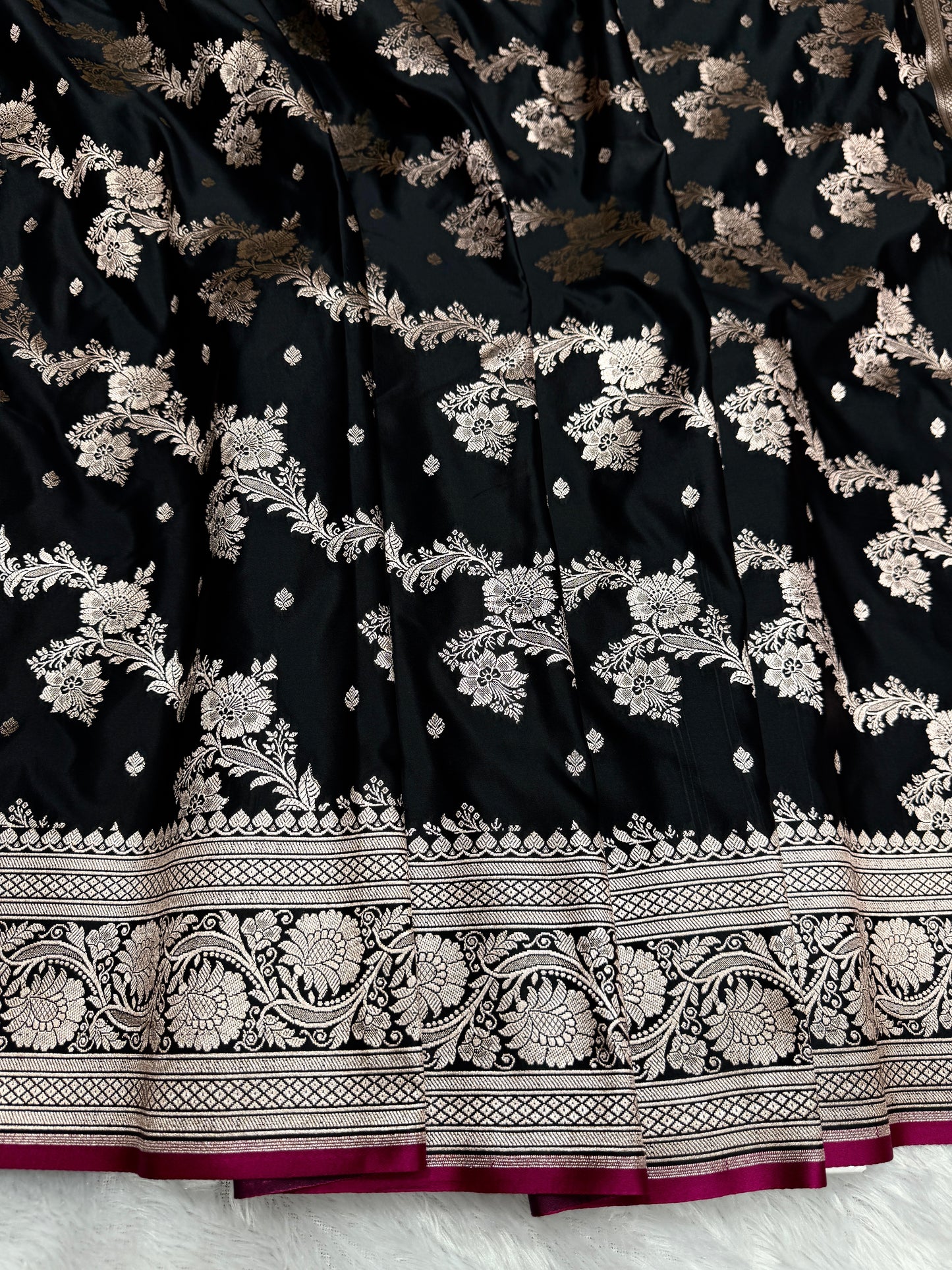 Black premium Banarasi Mashru katan silk saree MK191