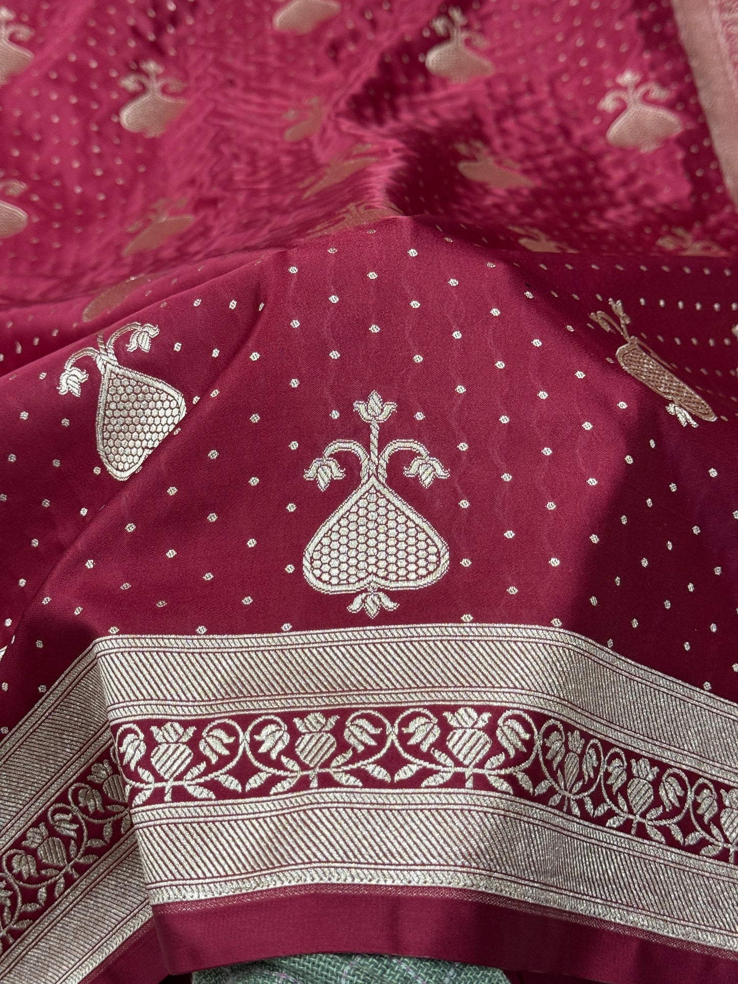 Premium maroon Banarasi Mashru katan silk saree MK165