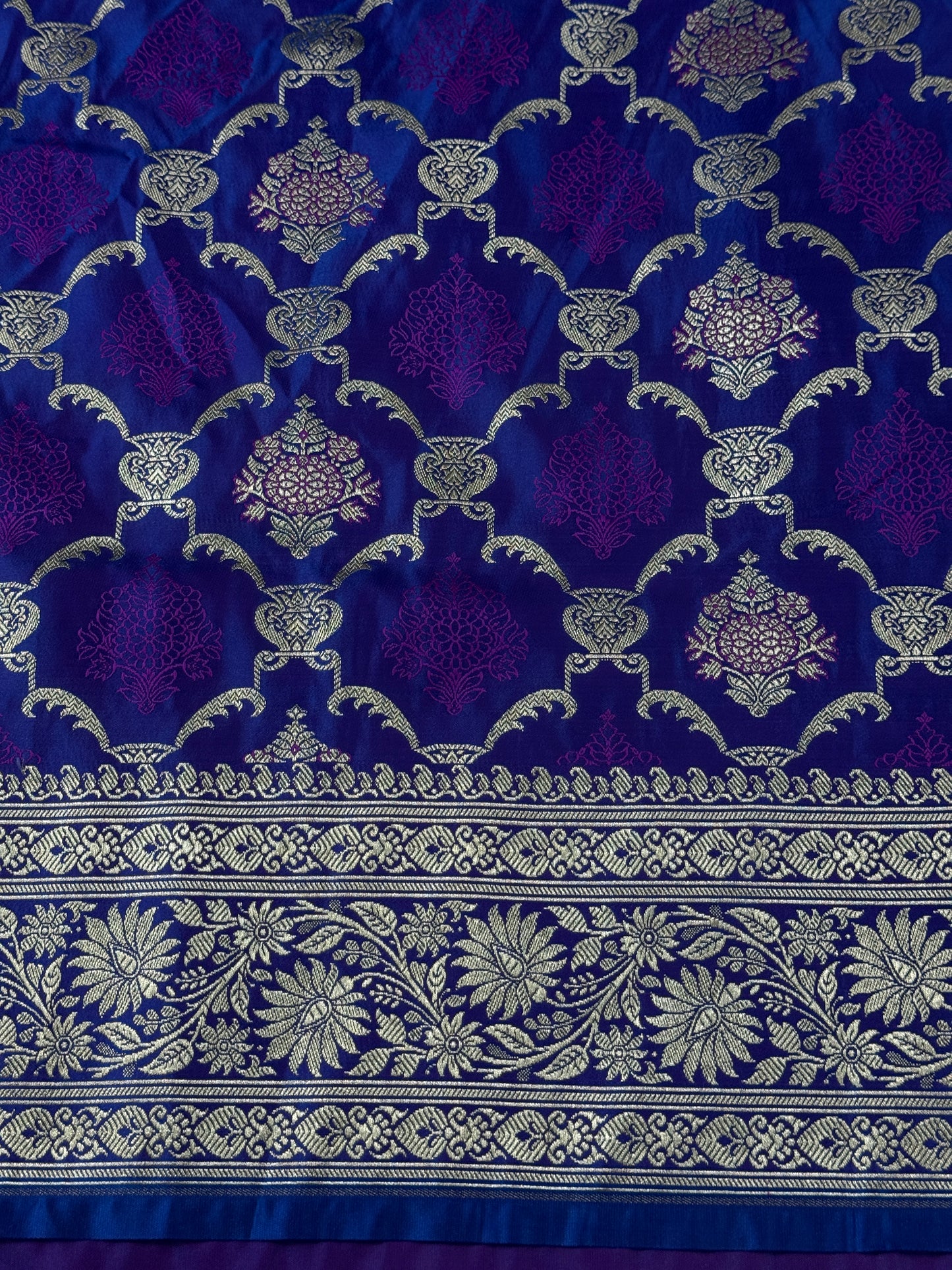 Blue Banarasi Mashru katan silk saree MK166