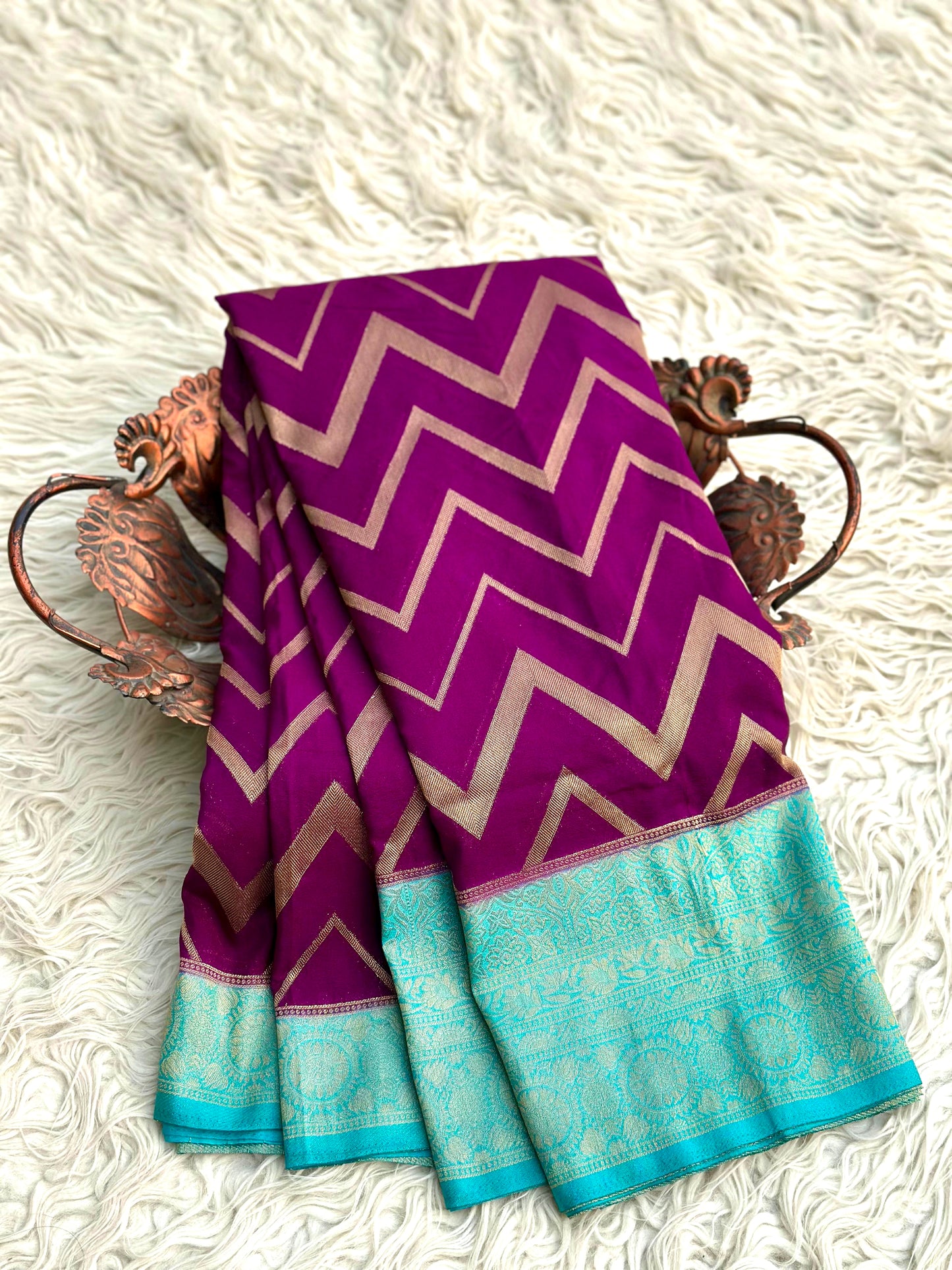 Banarasi raspberry georgette saree RB105