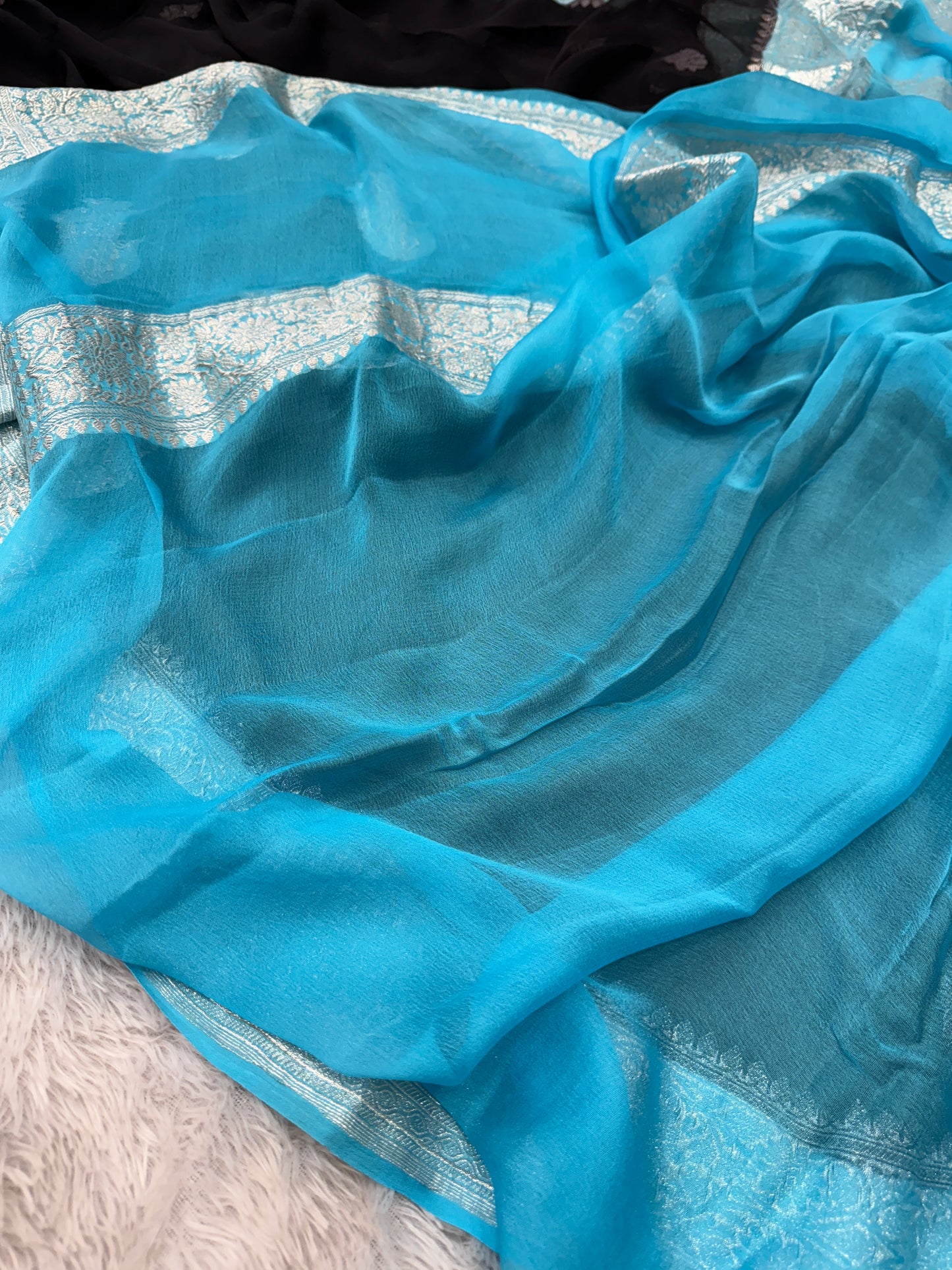 Banarasi hand woven khaddi chiffon silk saree