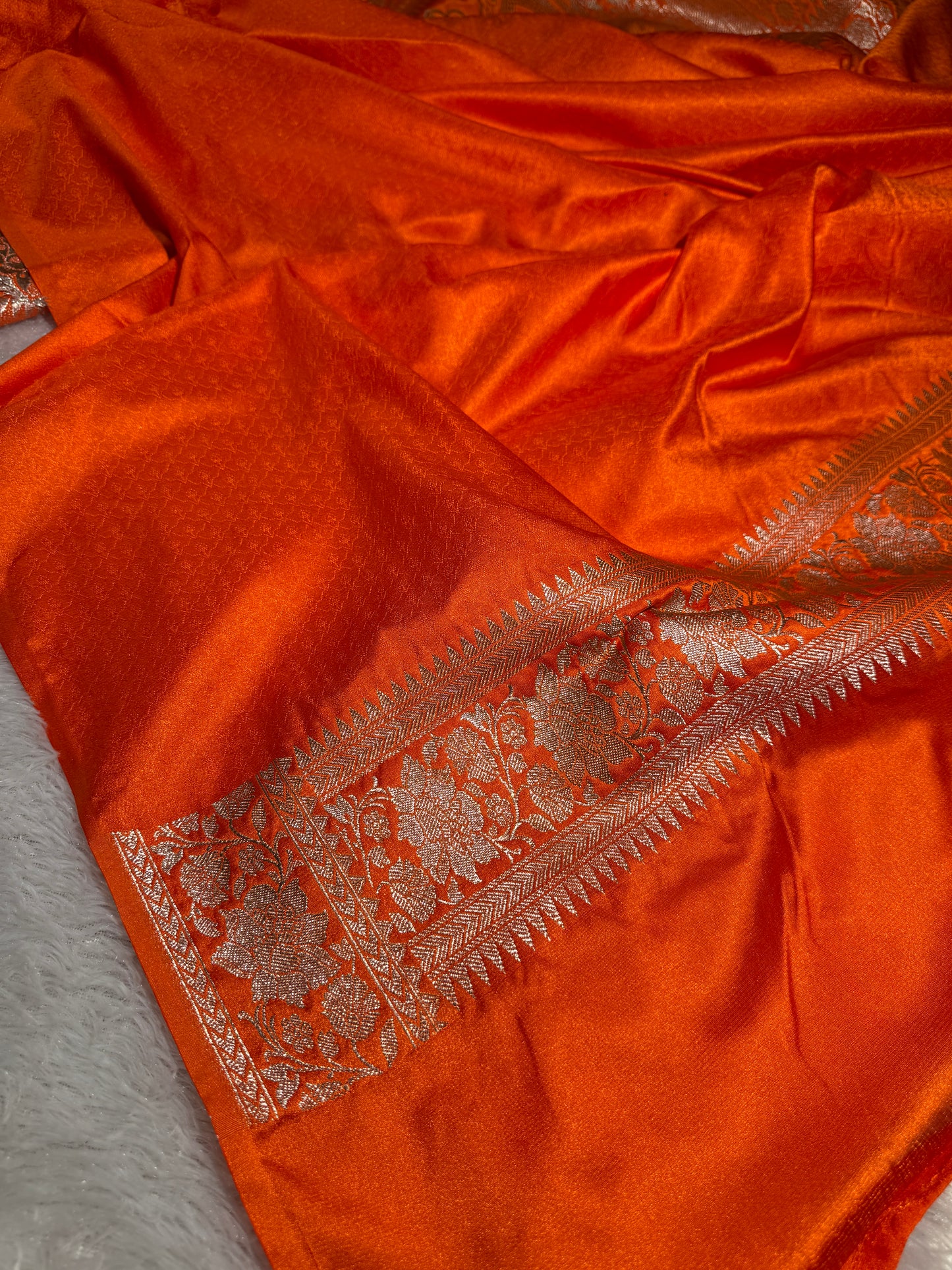 Orange premium Banarasi Mashru katan silk saree MK204