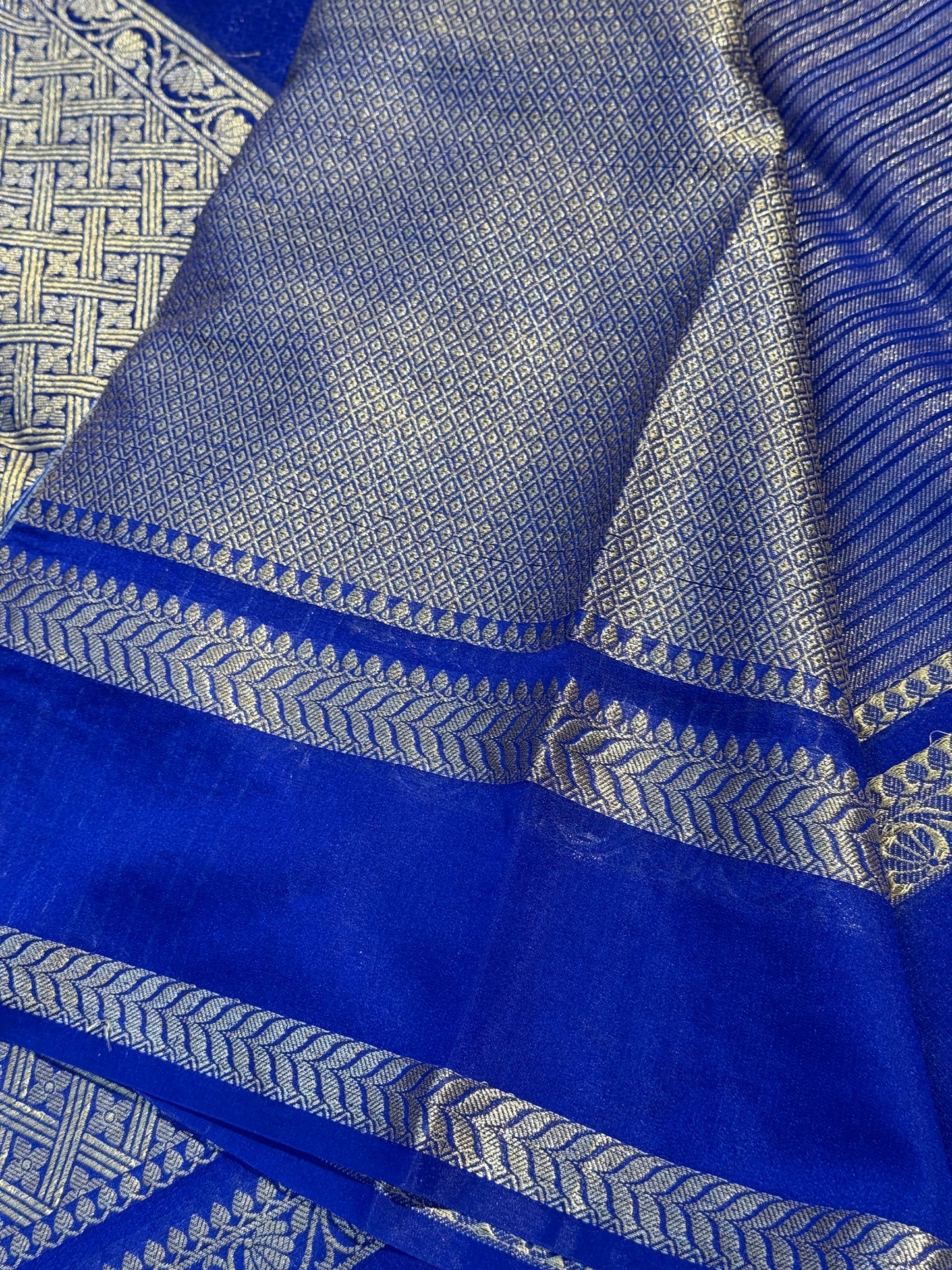 Royal blue Banarasi georgette silk saree RB108