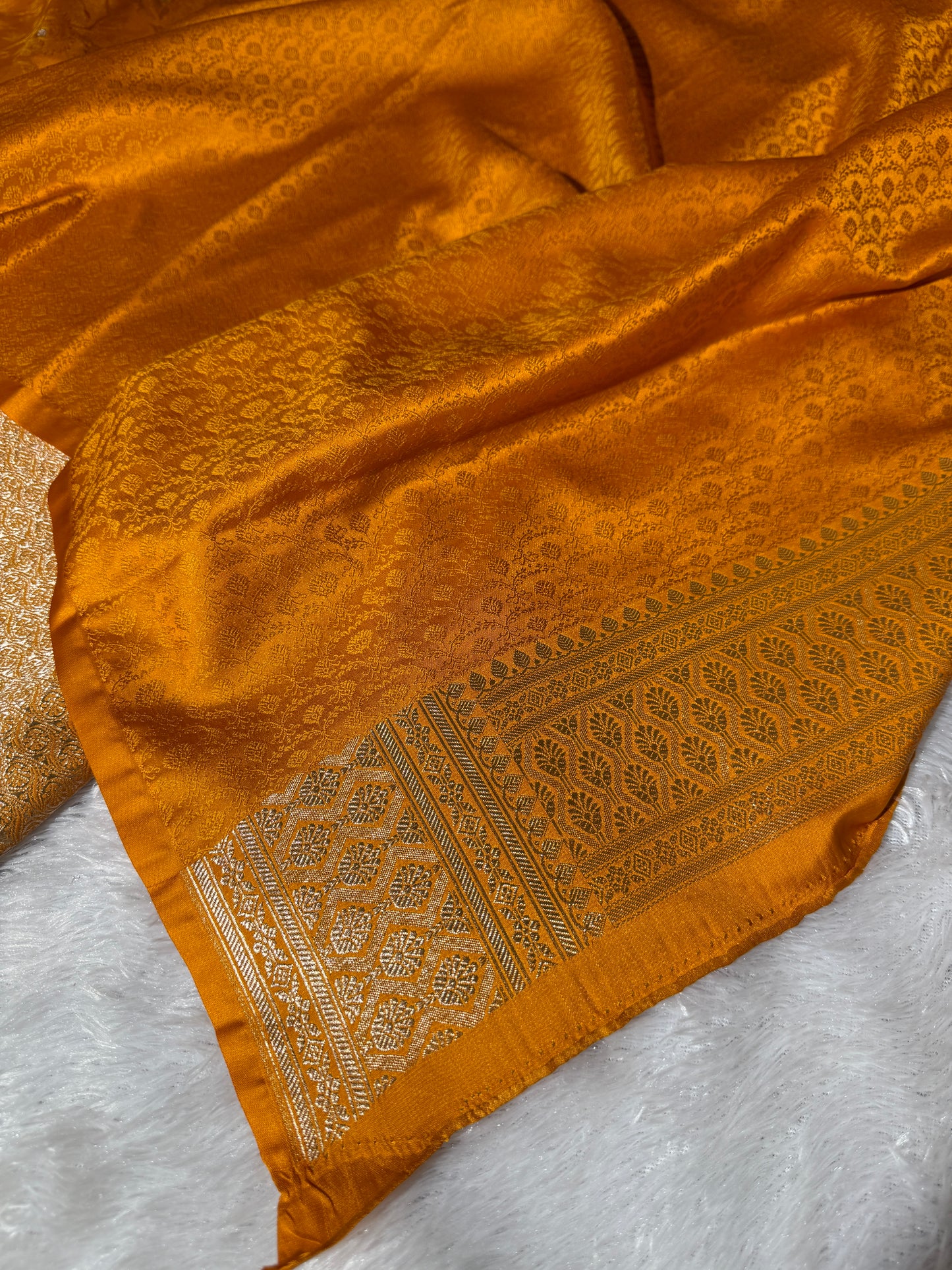 Mustard premium Banarasi Mashru katan silk saree MK213