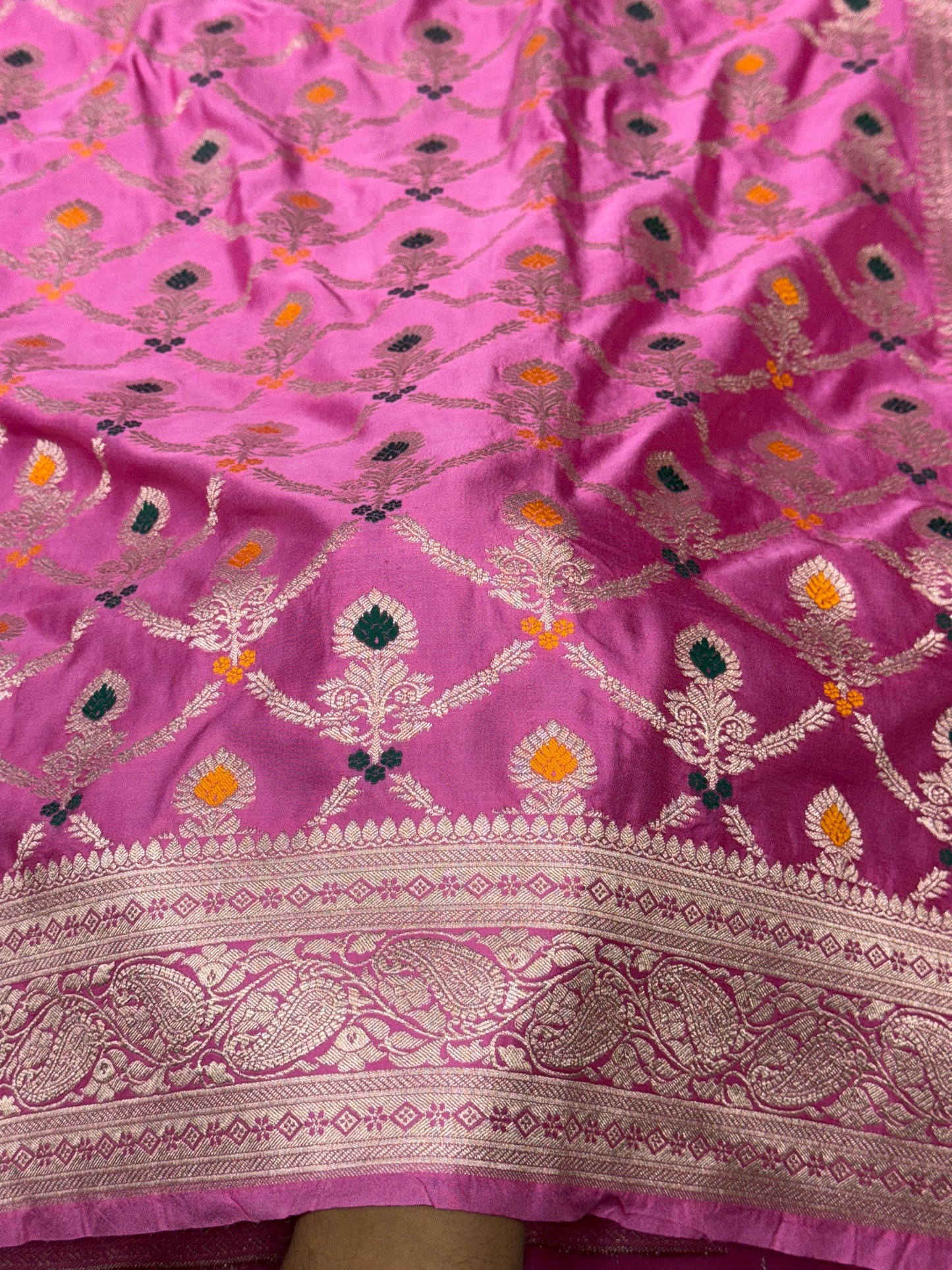 Pink premium Banarasi Mashru satin silk saree MS118