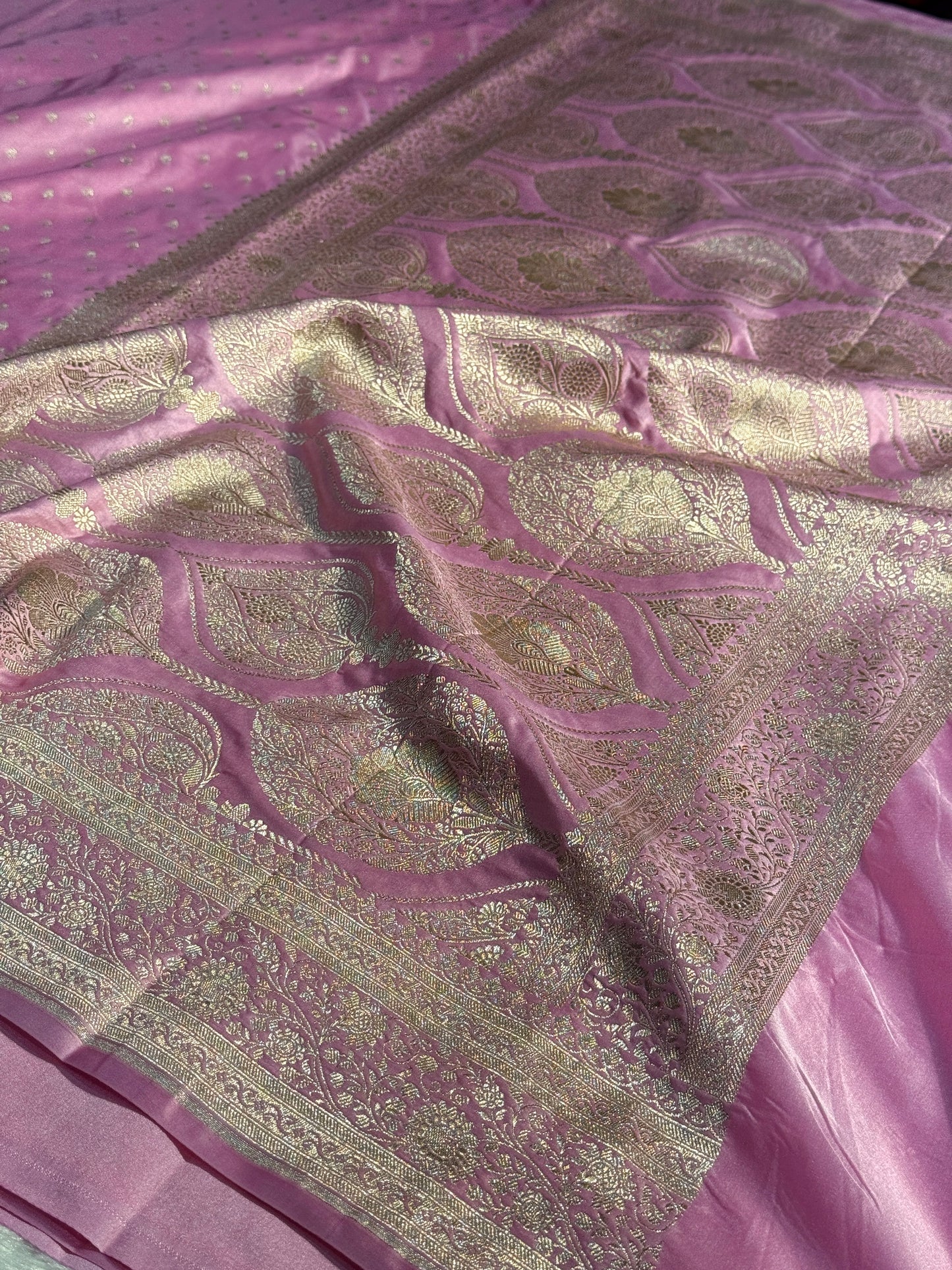 Pink Banarasi Mashru katan silk saree MK159