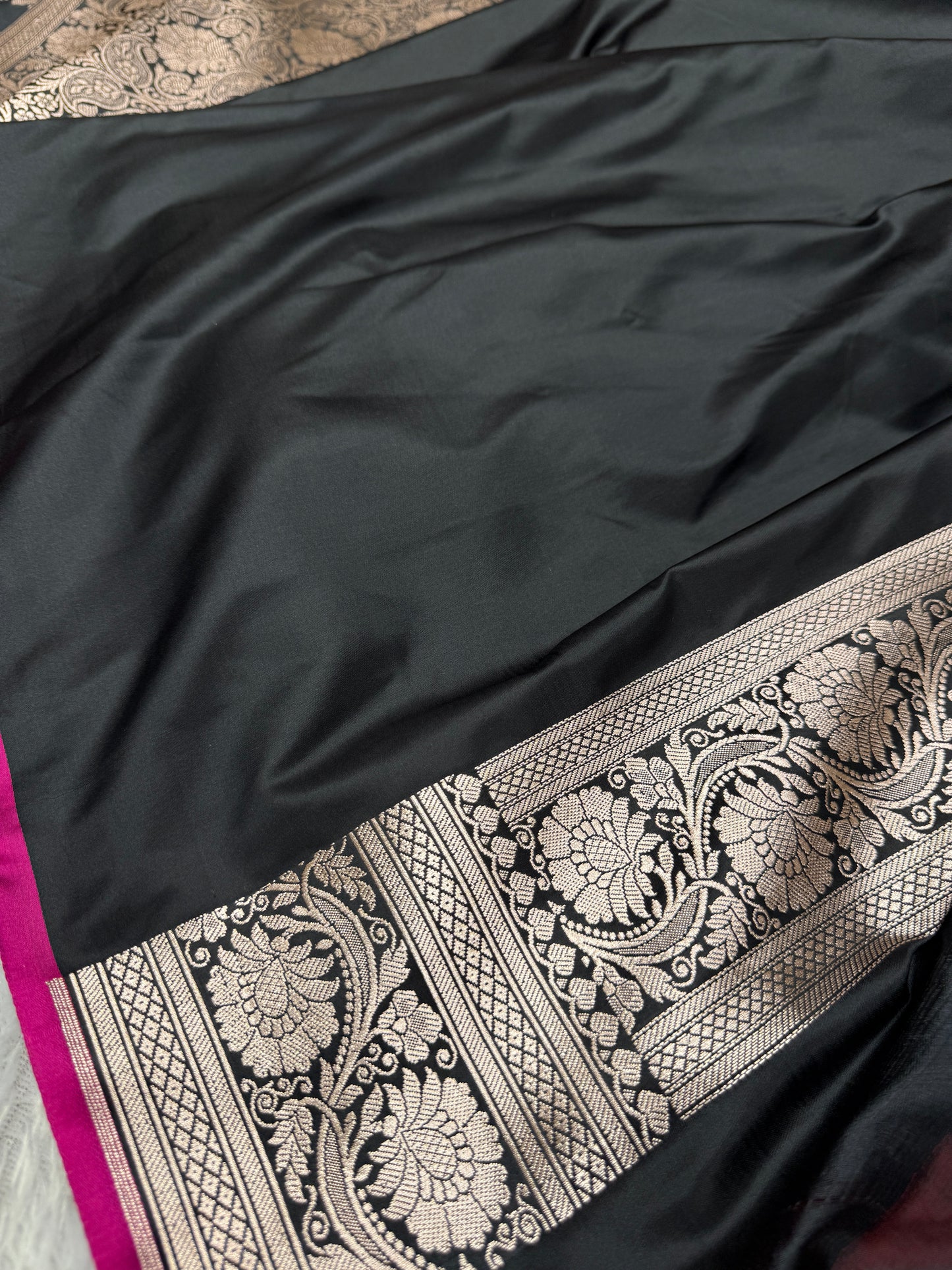 Black premium Banarasi Mashru katan silk saree MK191