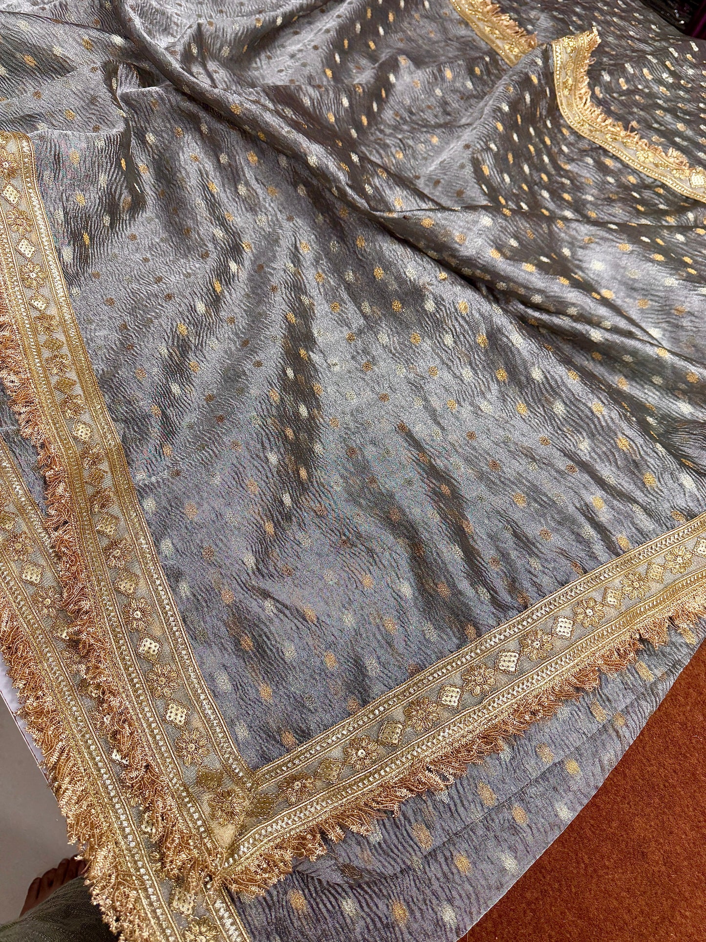 Premium Banarasi tissue silk saree with lase border TS111