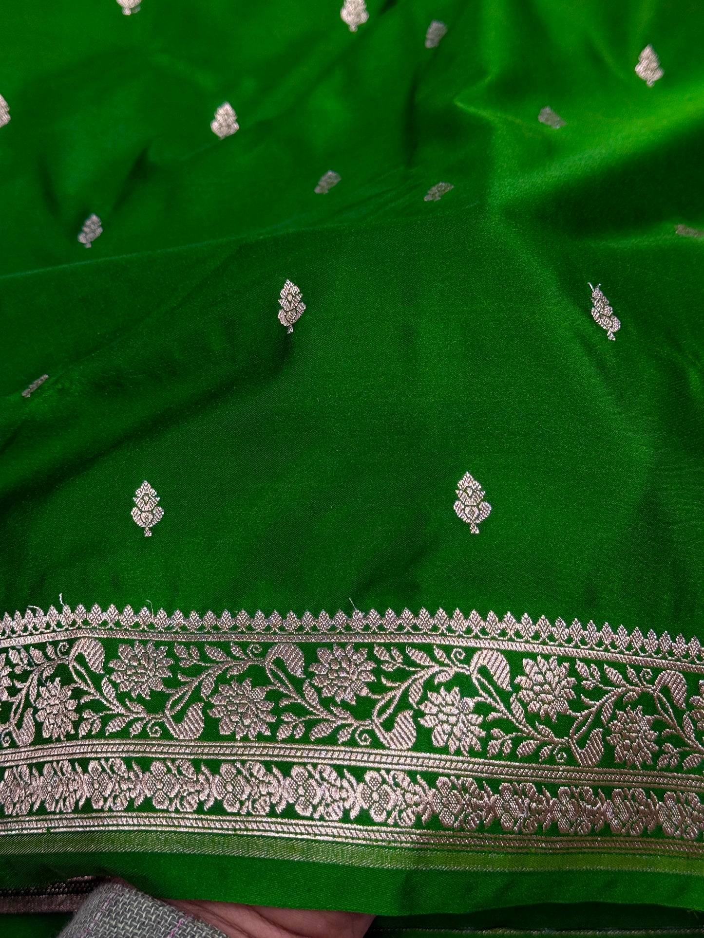 Dark green premium Banarasi Mashru katan silk saree MK164