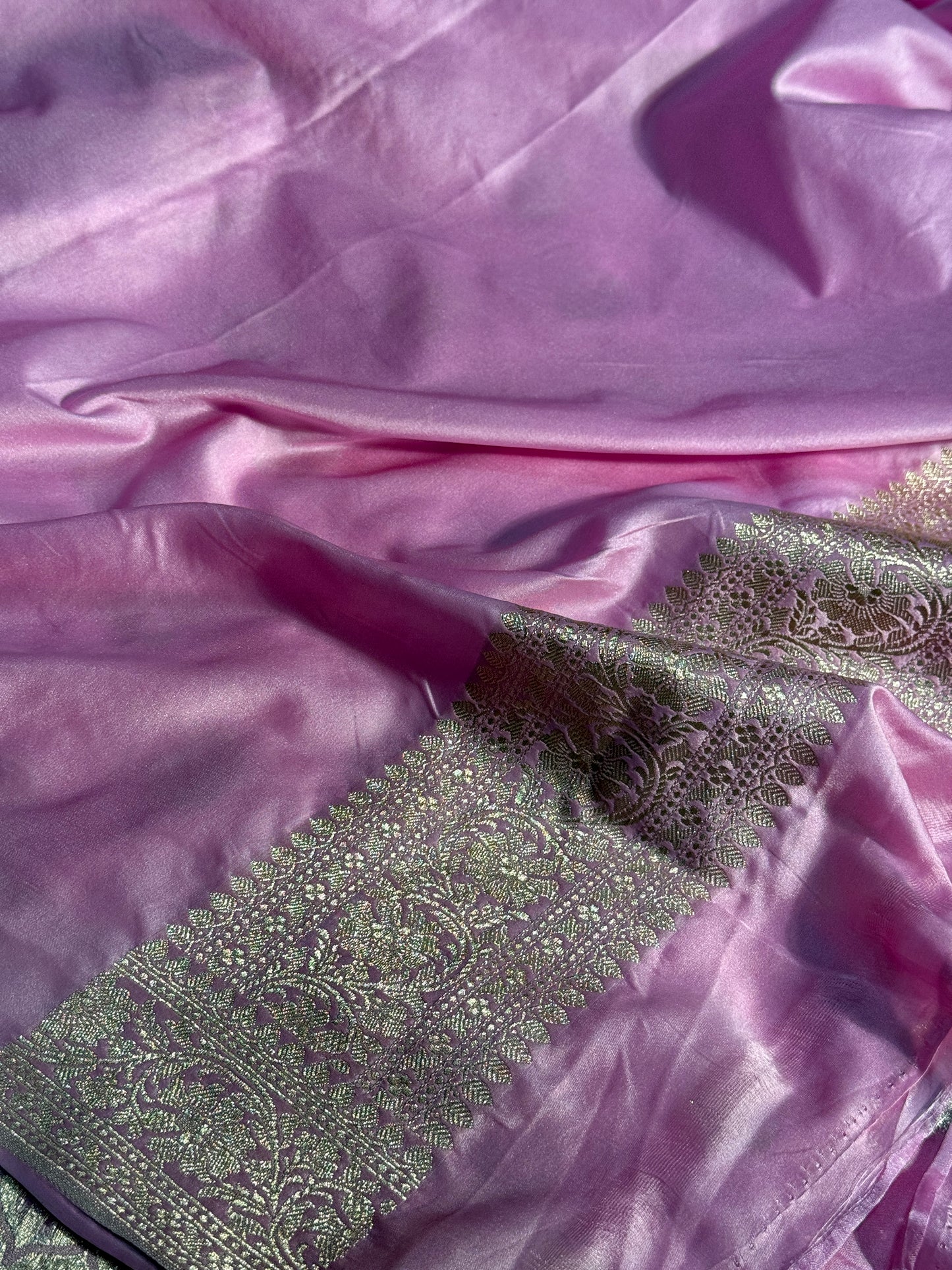 Pink Banarasi Mashru katan silk saree MK157