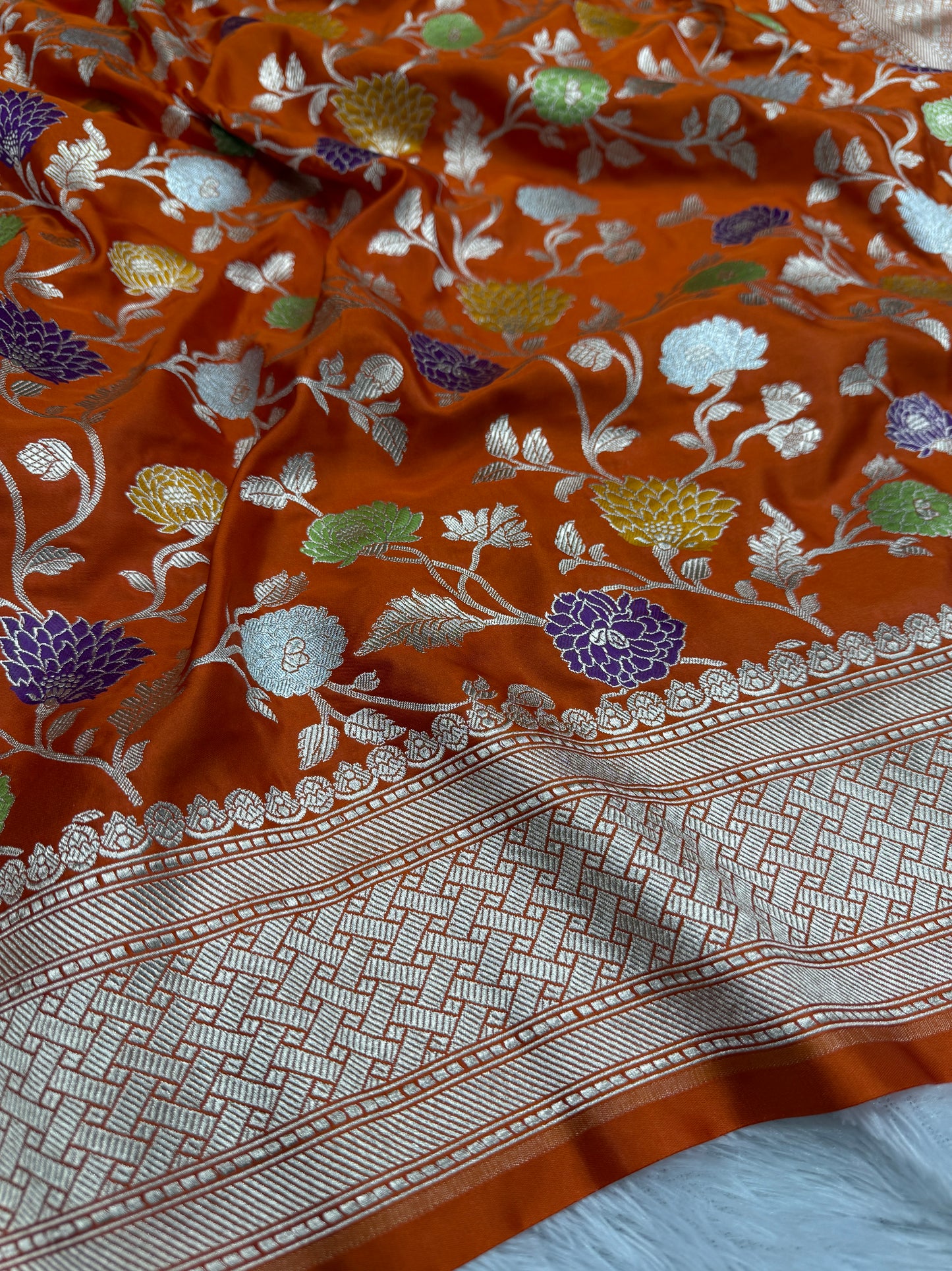 Dark mustard premium tilfi Banarasi Mashru katan silk saree MK194