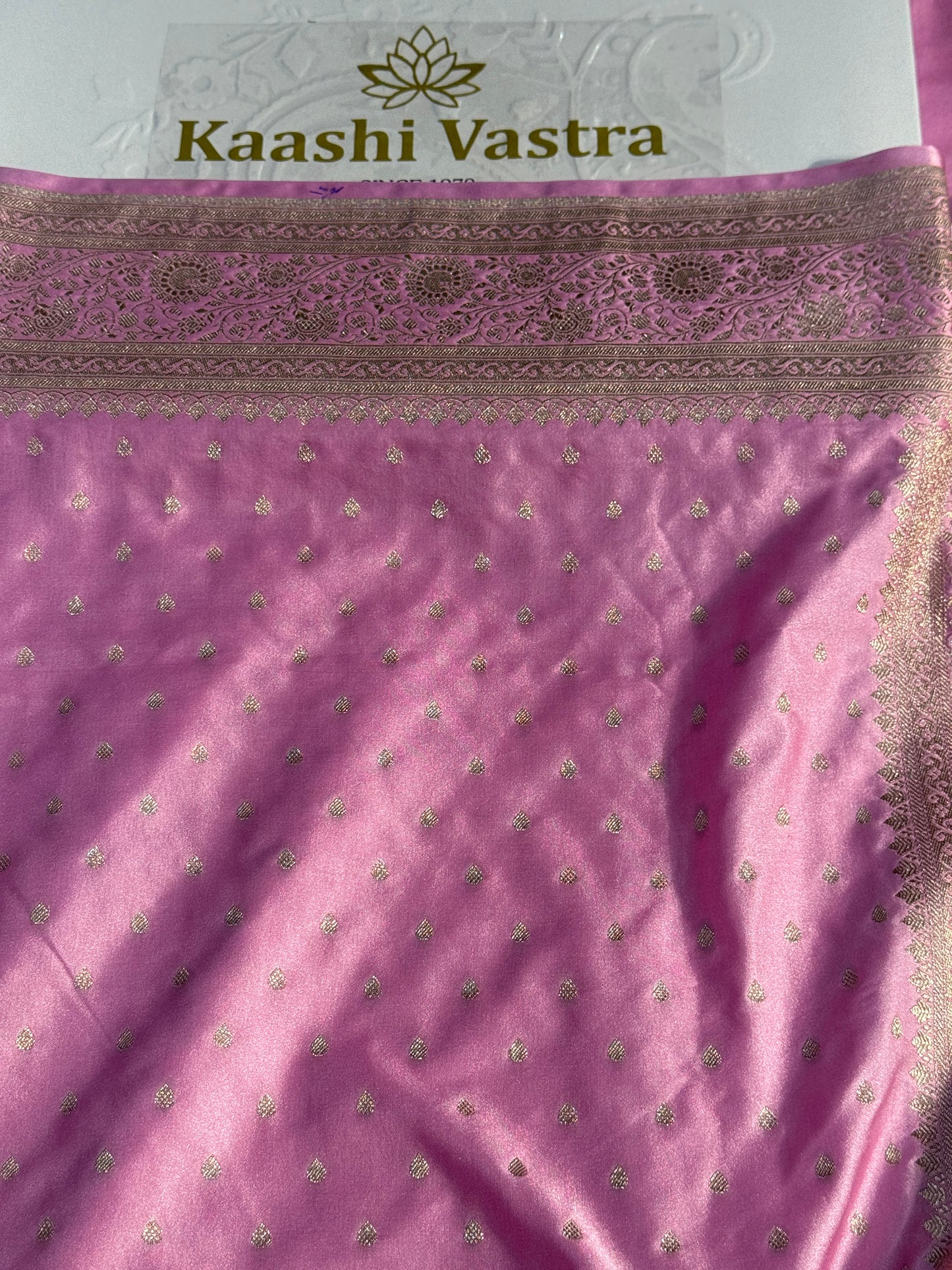Pink Banarasi Mashru katan silk saree MK159