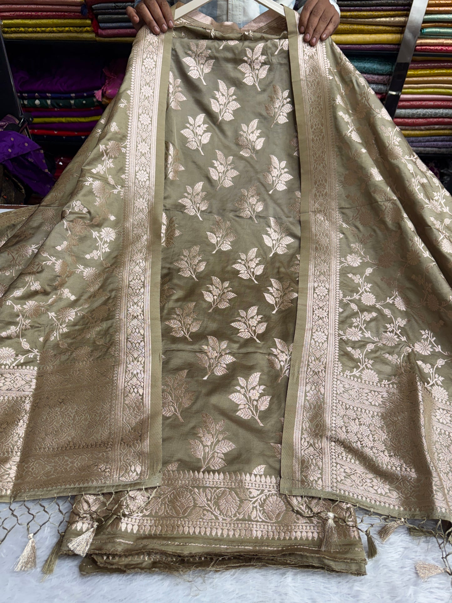 Premium Banarasi soft satin suit dupatta SK103