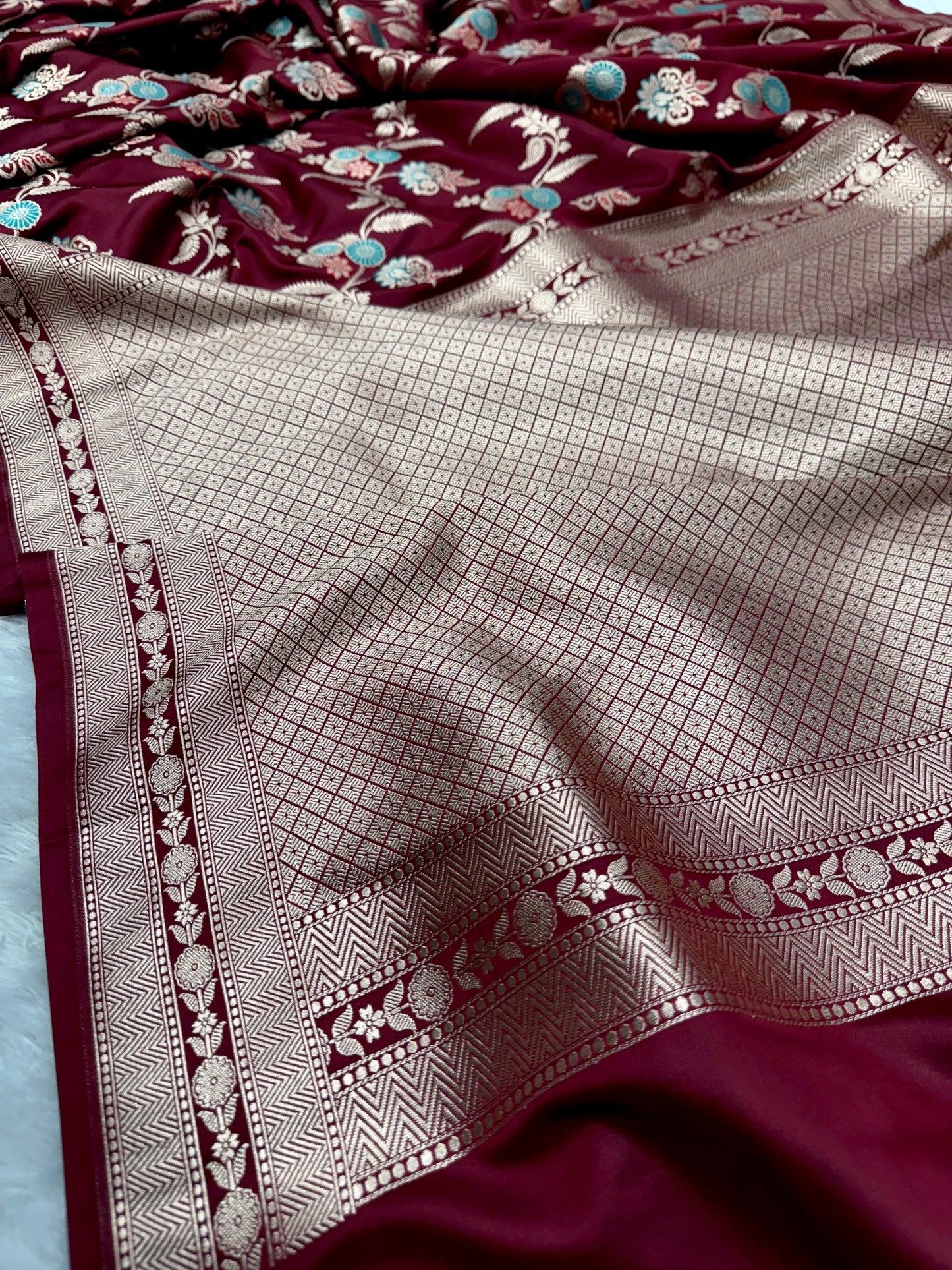 Maroon celebrity inspired premium Banarasi Mashru katan silk saree MK188