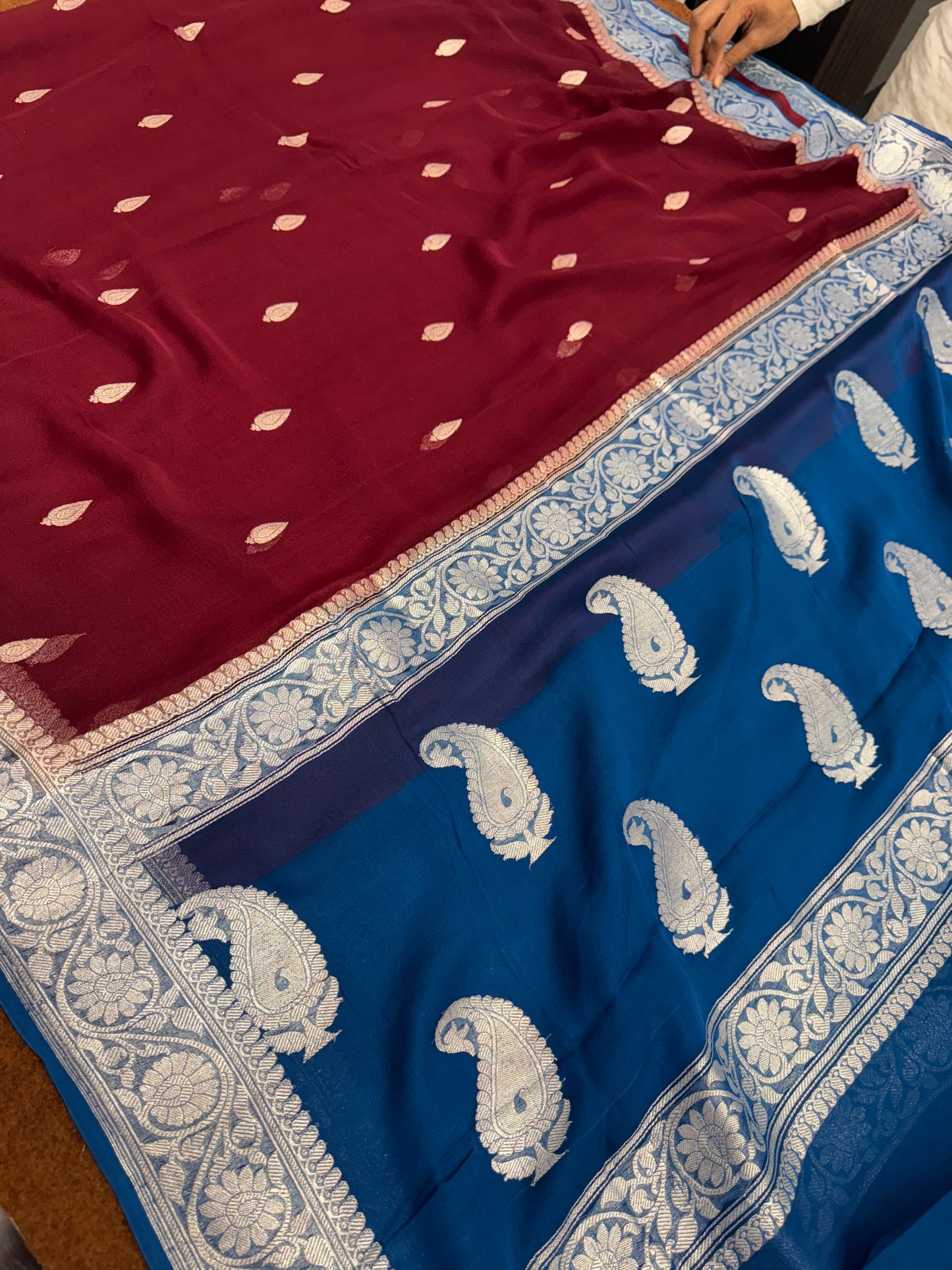 Banarasi pure handloom khaddi chiffon silk saree KG101