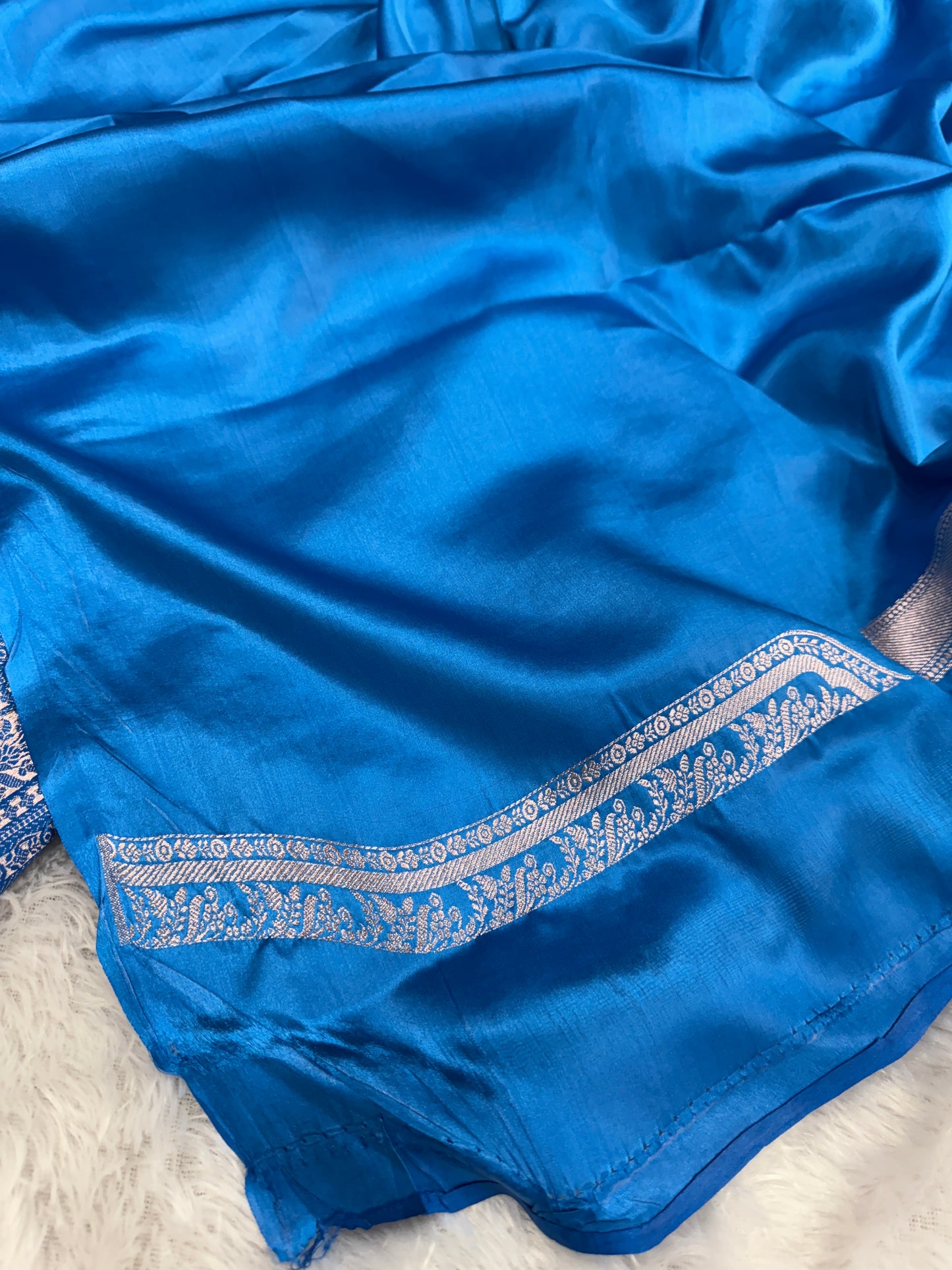 Peacock blue premium Banarasi Mashru katan silk saree MK189