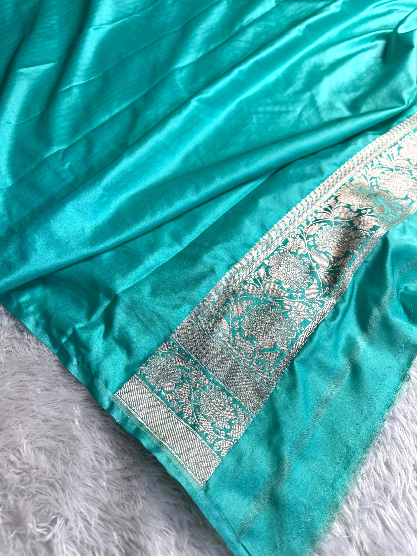 Sea green premium Banarasi Mashru katan silk saree MK216