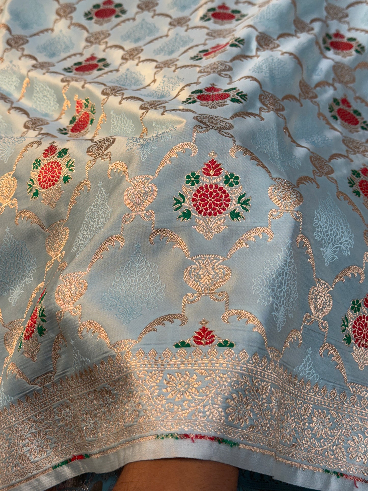 Light sea blue premium Banarasi Mashru katan silk saree MK160