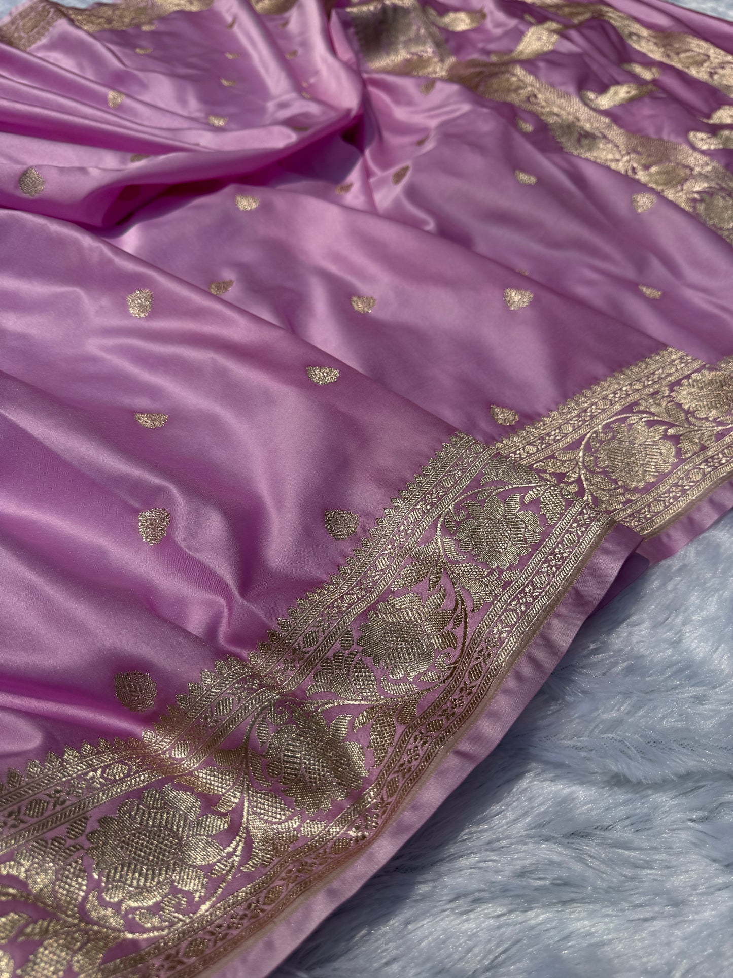 Baby pink premium Banarasi Mashru katan silk saree MK186