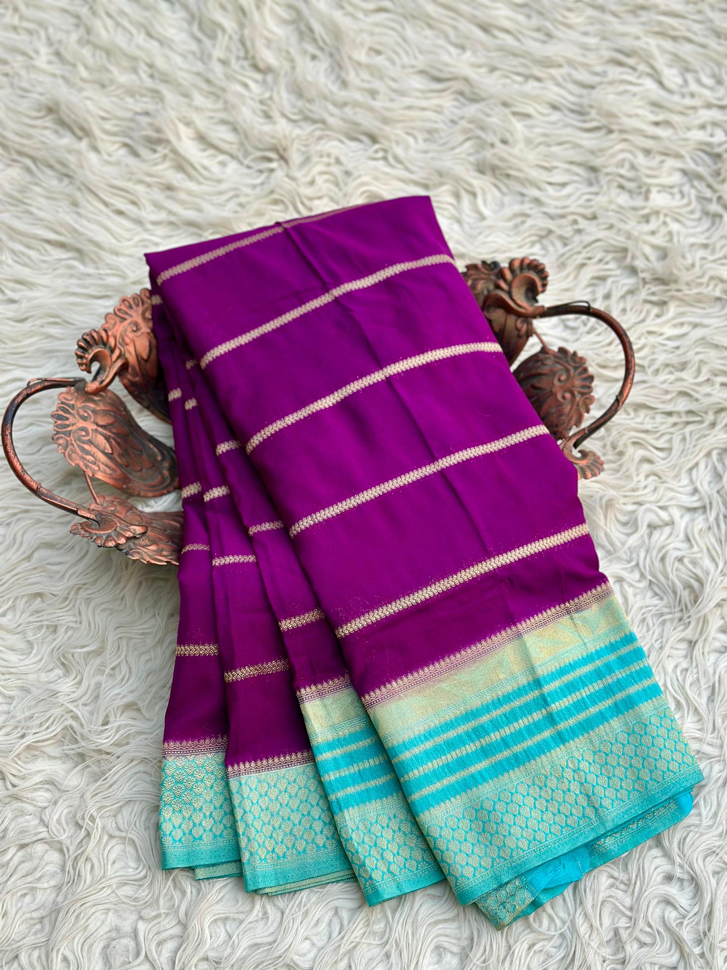 Banarasi raspberry georgette saree RB106