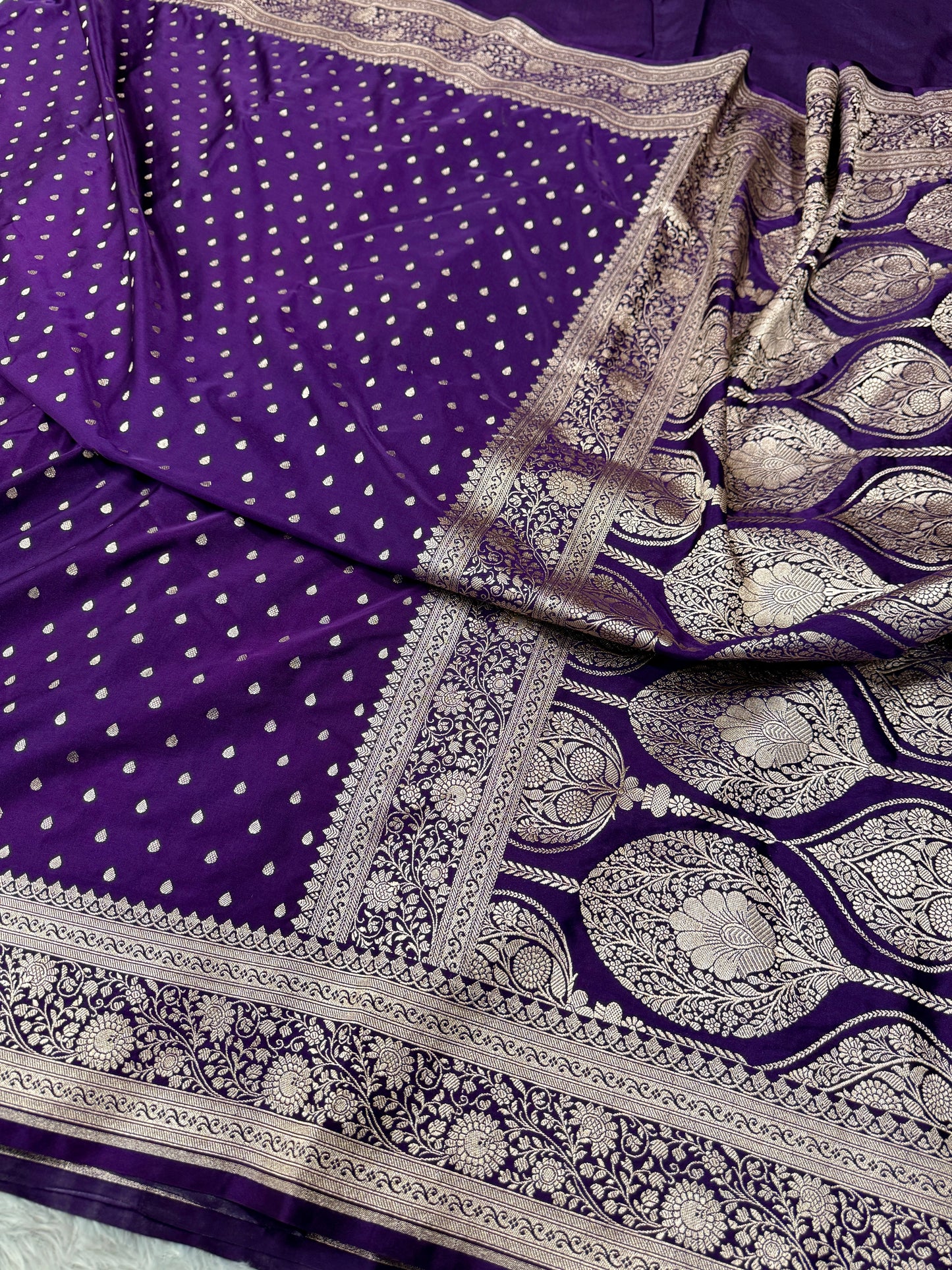 Purple Banarasi Mashru Katan silk saree MK159