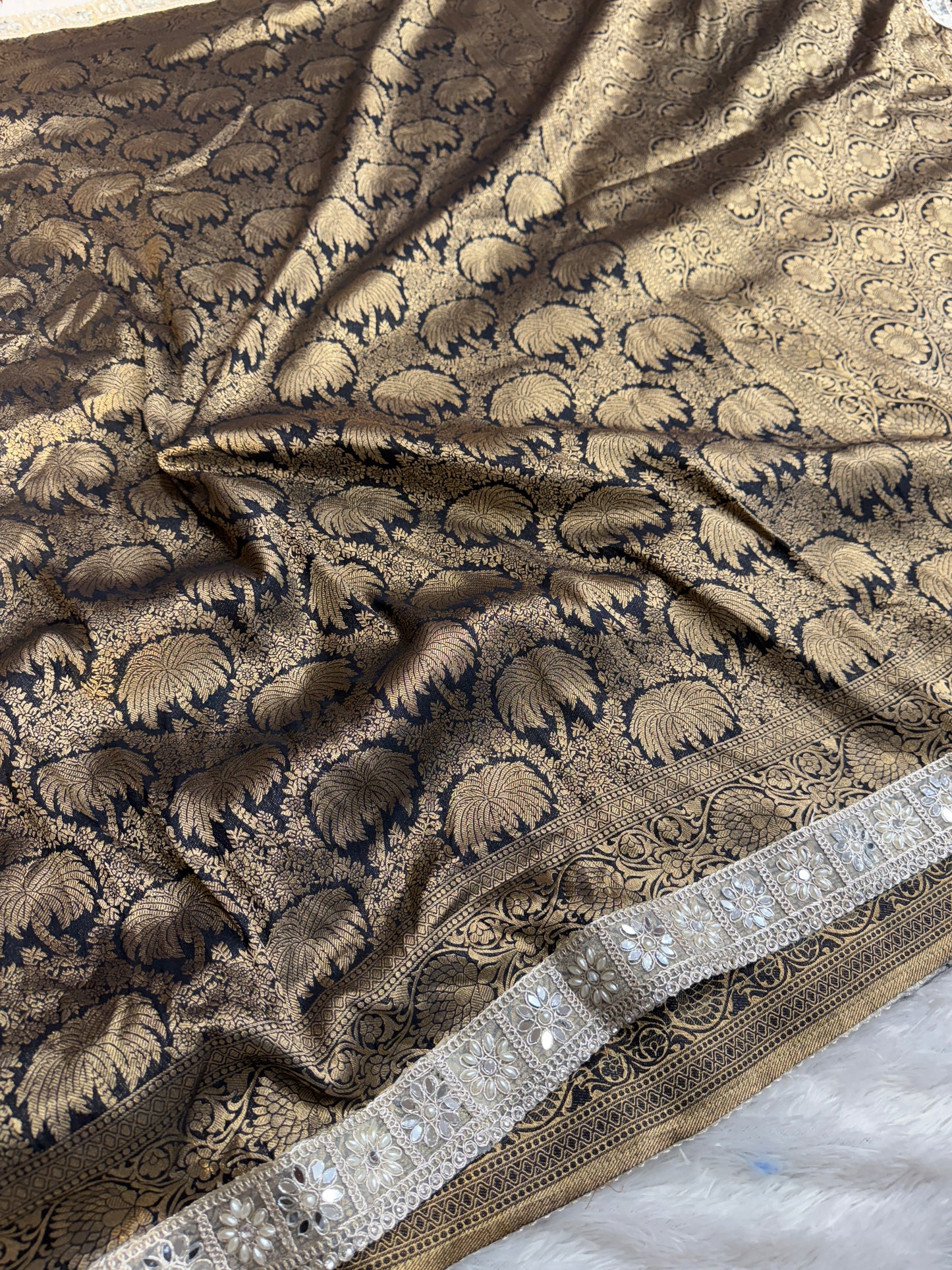Black Premium Banarasi brocade katan silk saree BK102