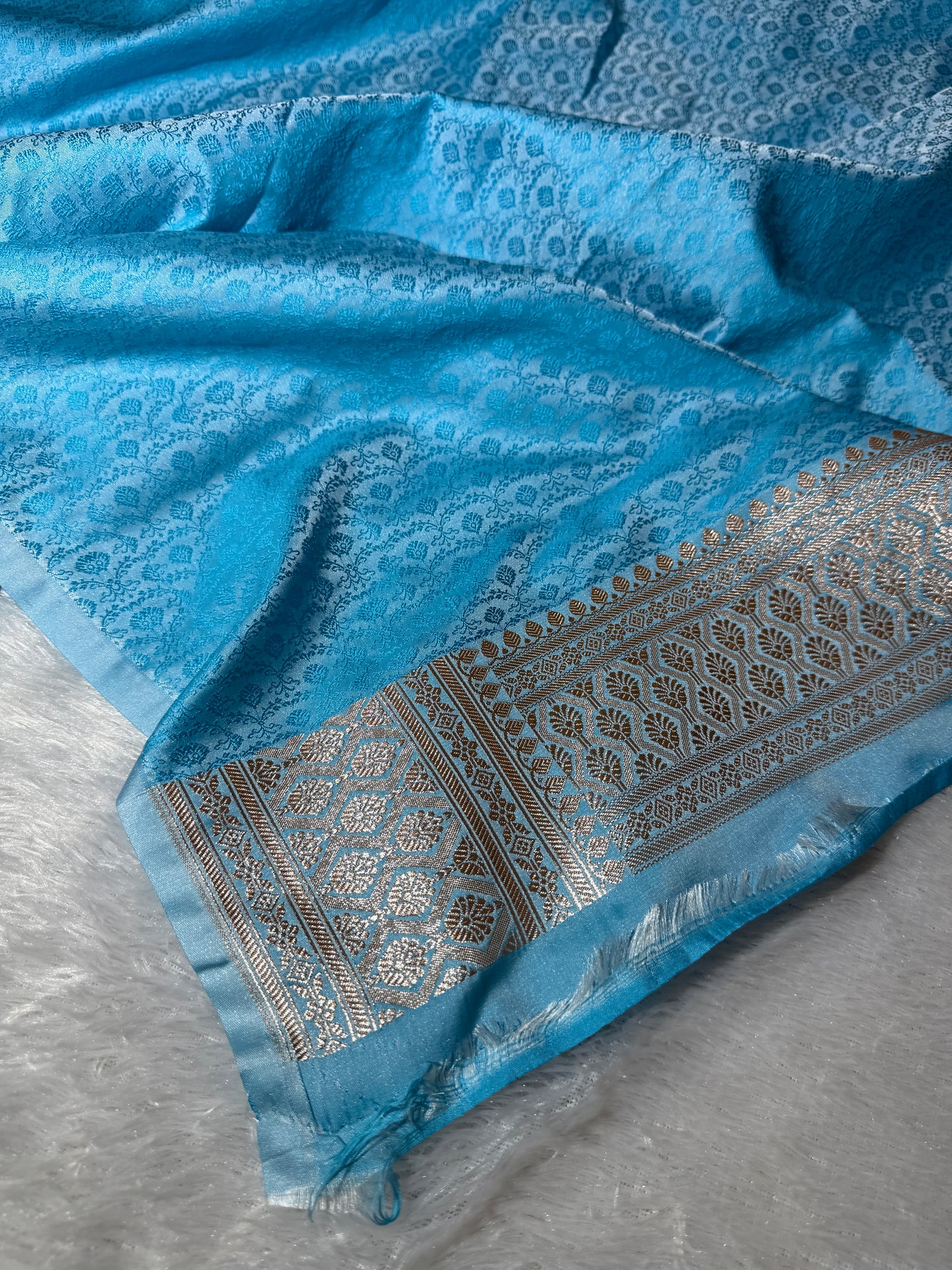 Sky blue premium Banarasi Mashru katan silk saree MK213