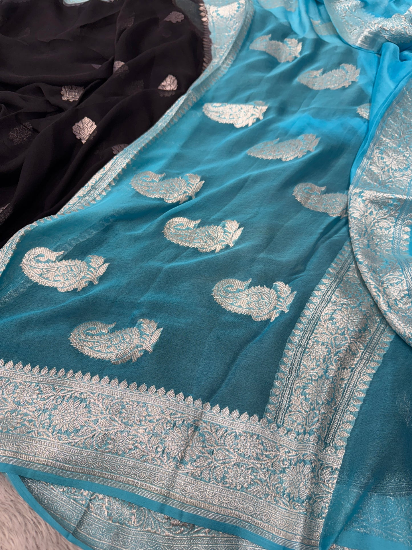 Banarasi hand woven khaddi chiffon silk saree