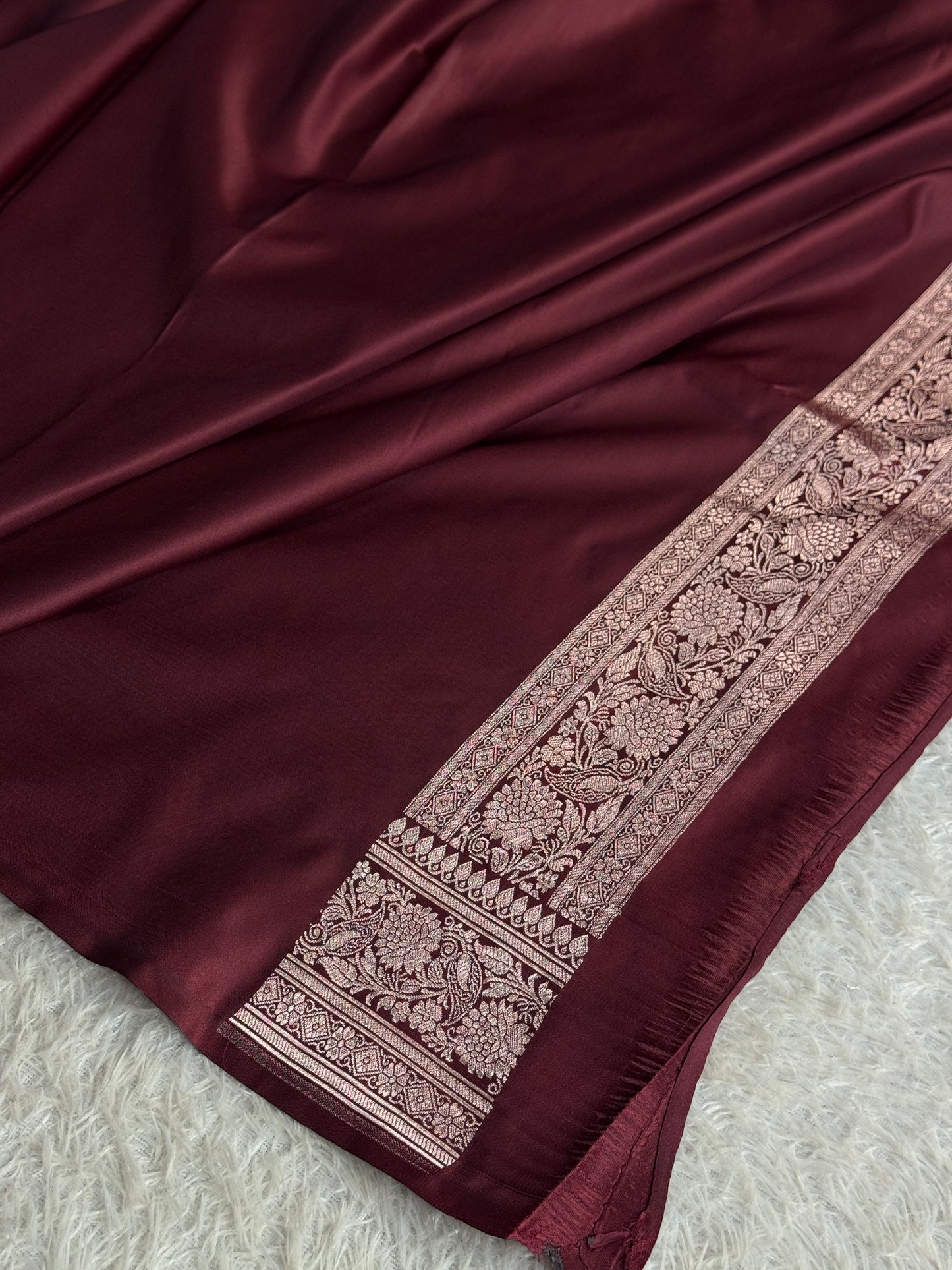 Coffee brown colour premium Banarasi Mashru katan silk saree MK248