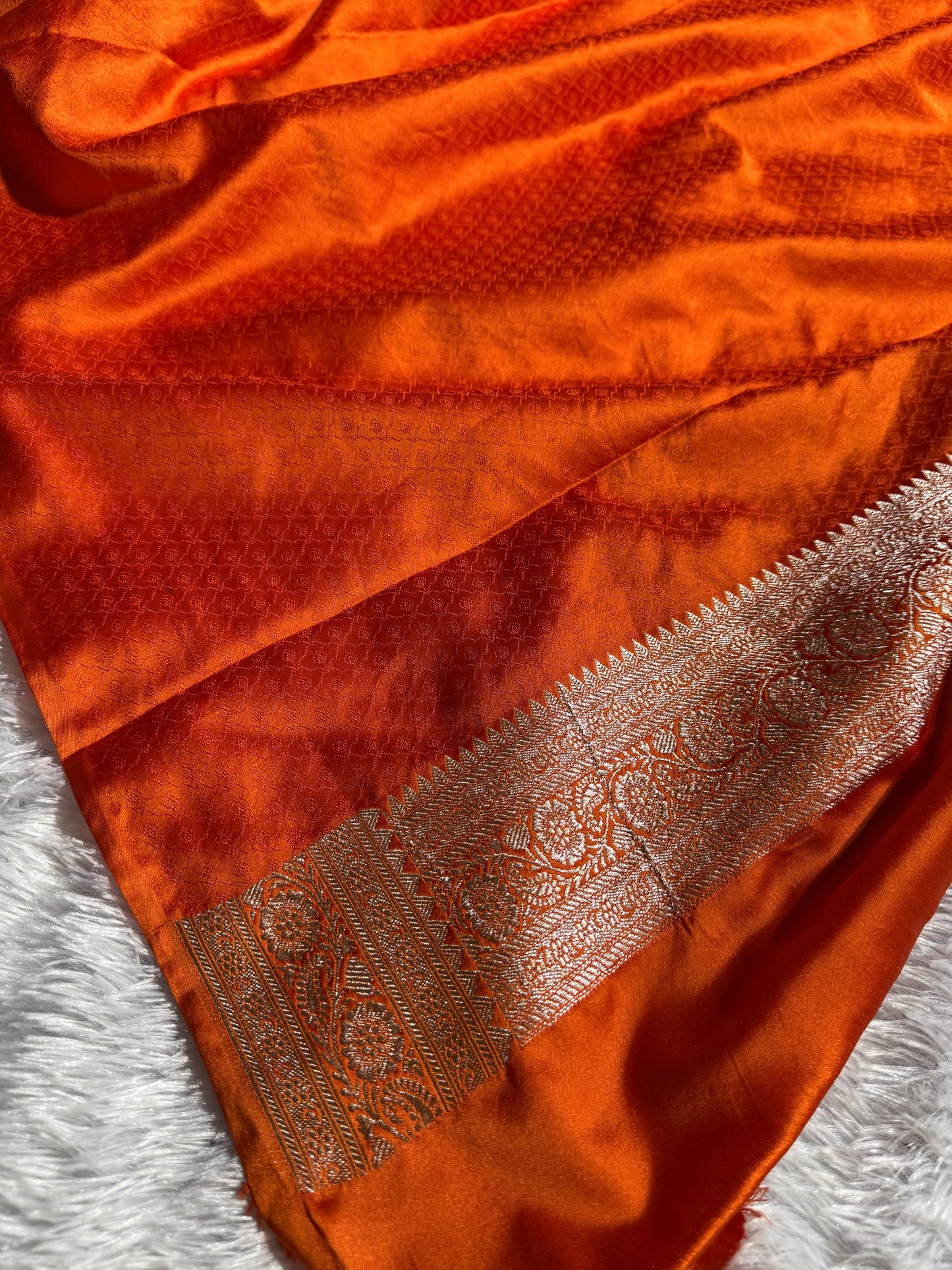 Orange premium Banarasi Mashru katan silk saree MK214