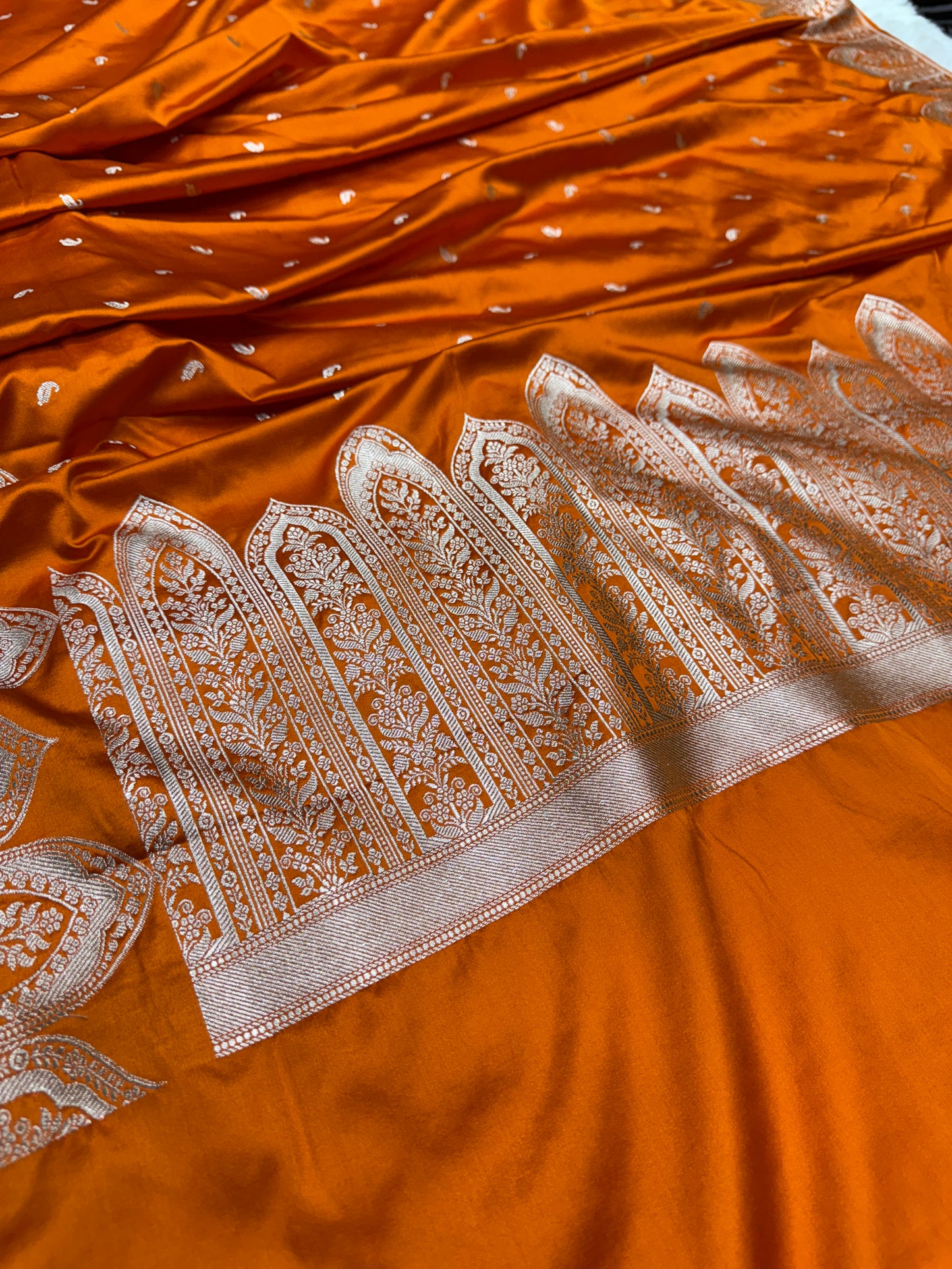 Orange premium Banarasi Mashru katan silk saree MK189