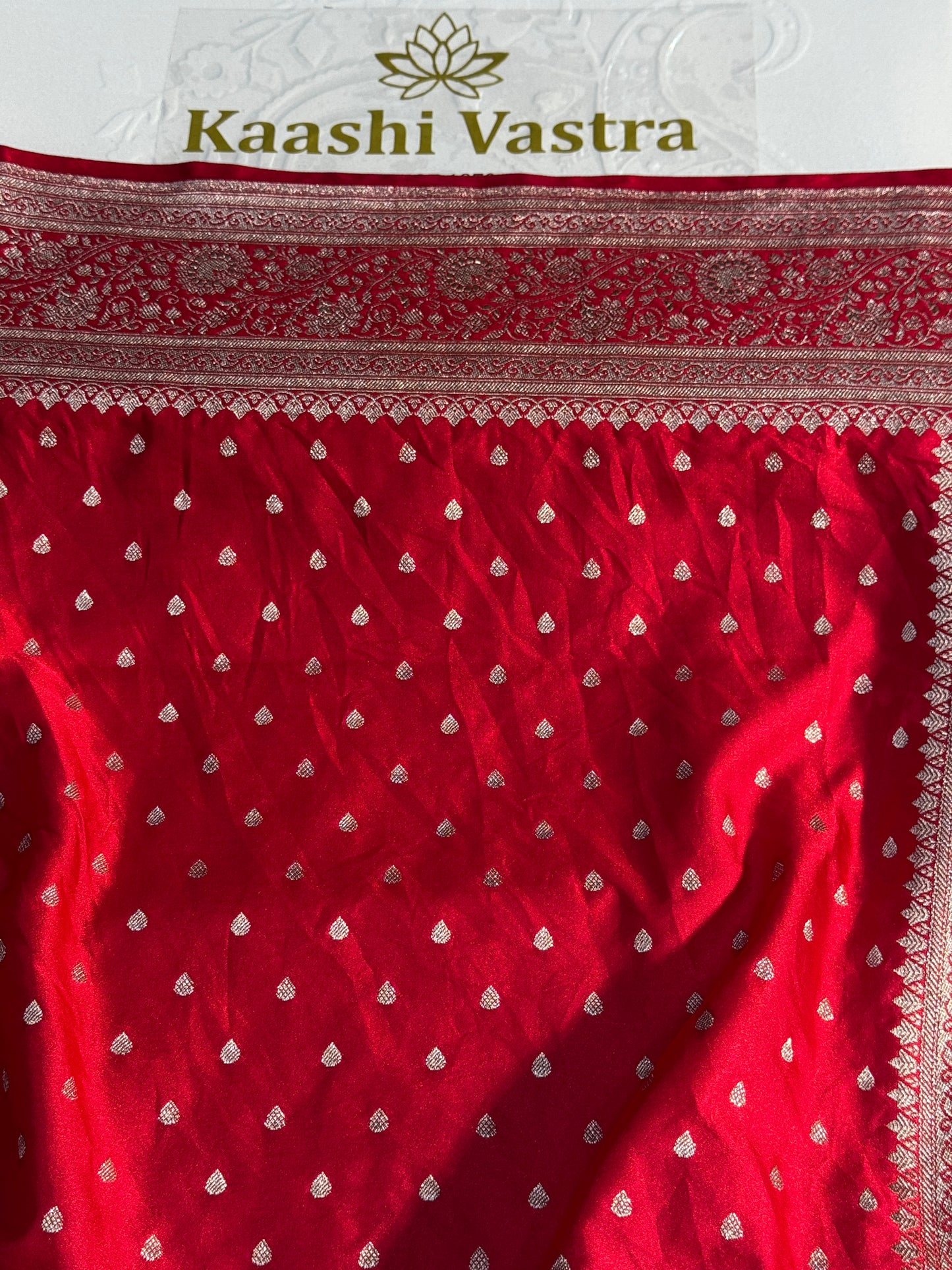Chilli red Banarasi Mashru katan silk saree MK159