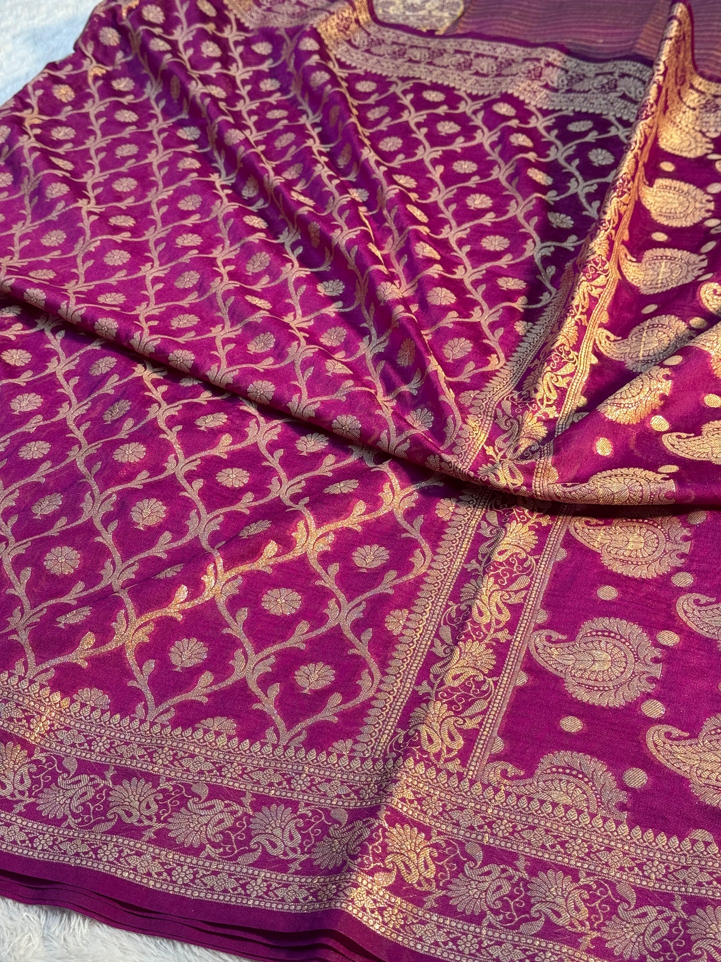 Purple Banarasi georgette silk saree RB107
