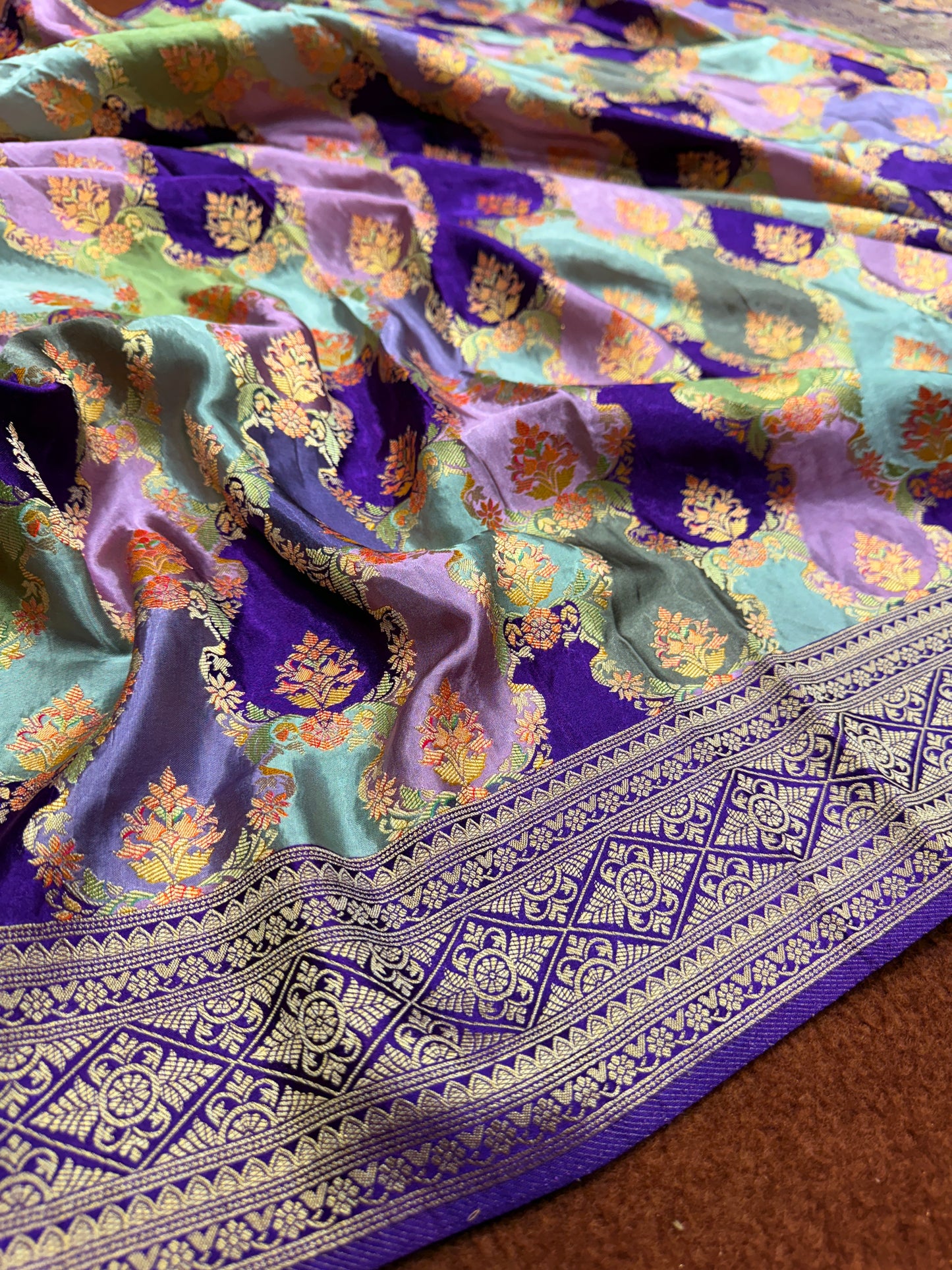 Banarasi pure satin pashmina silk saree