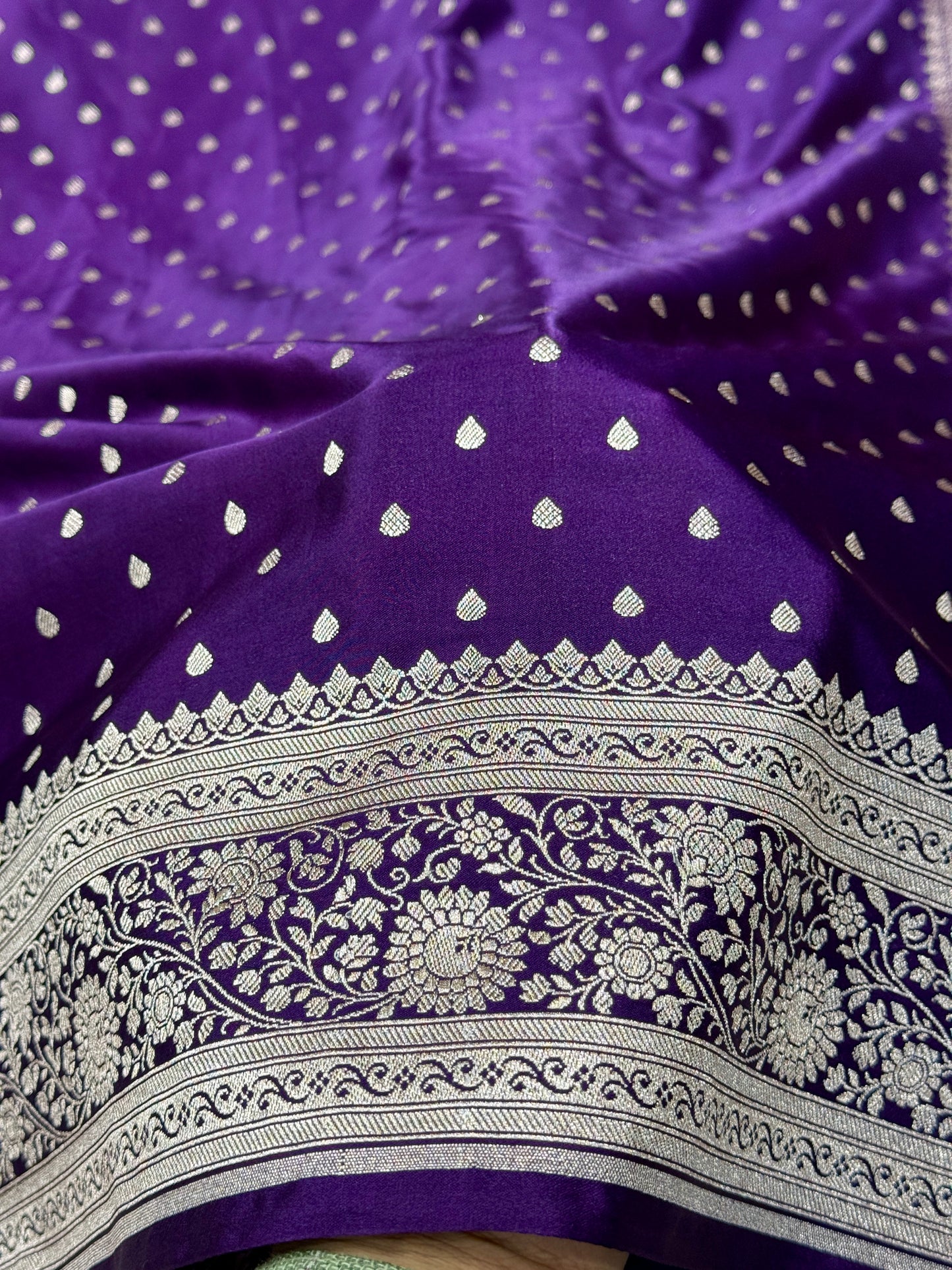 Purple Banarasi Mashru Katan silk saree MK159