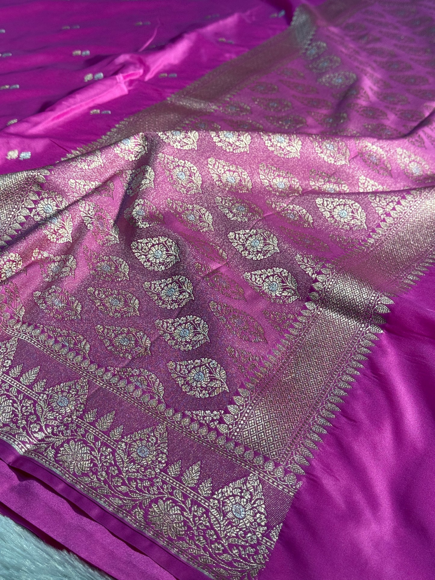 Baby pink Banarasi Mashru katan silk saree MK169