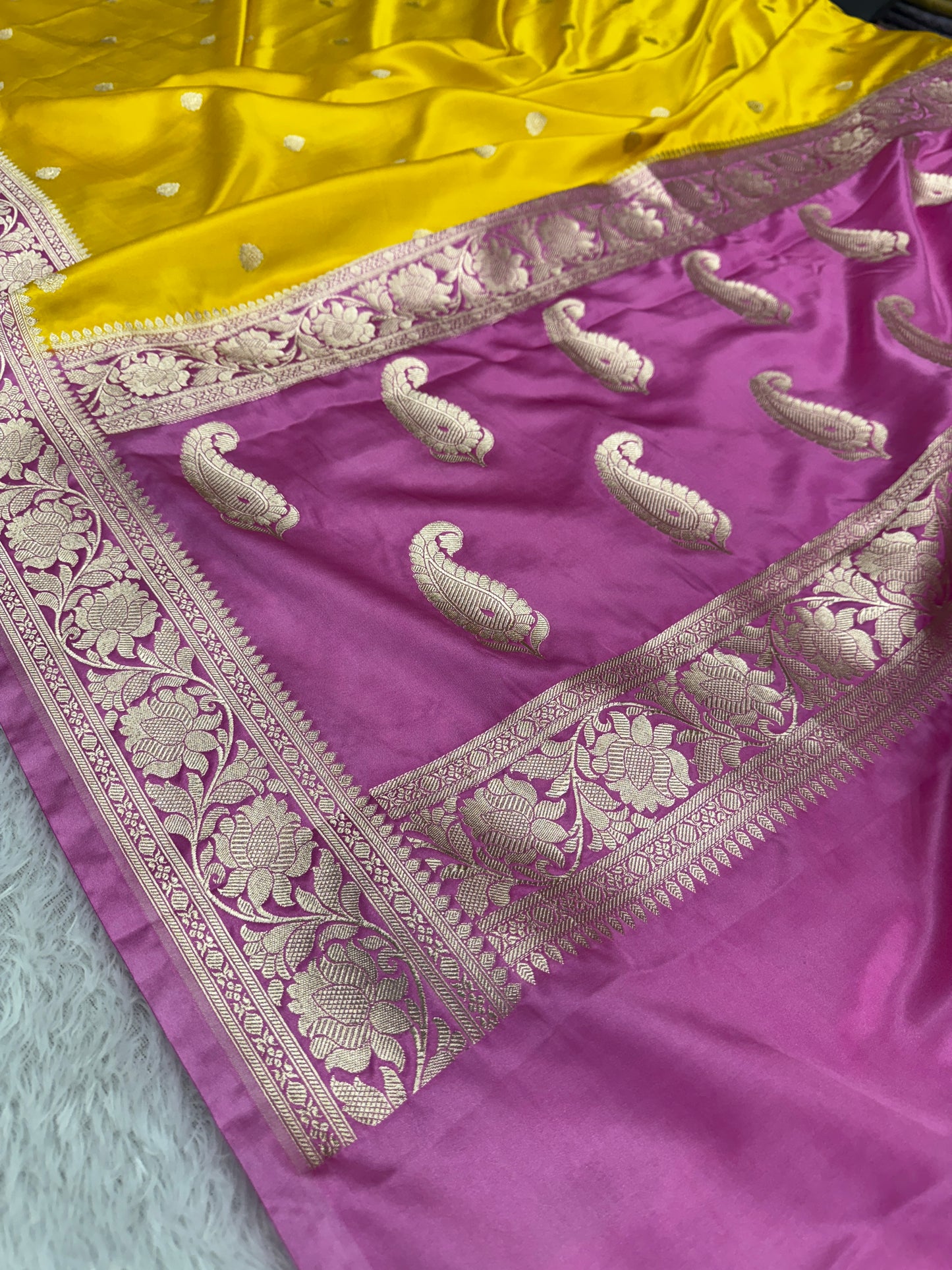 Premium contrast Mashru katan silk saree MK197