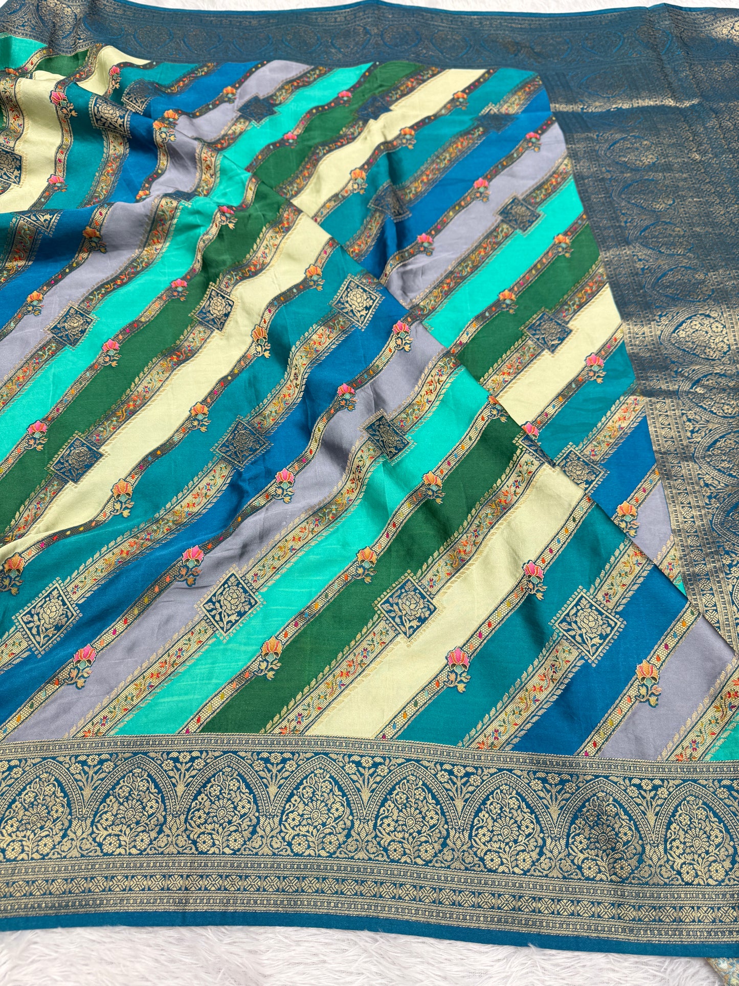 Banarasi pure soft satin pashmina silk saree DS107
