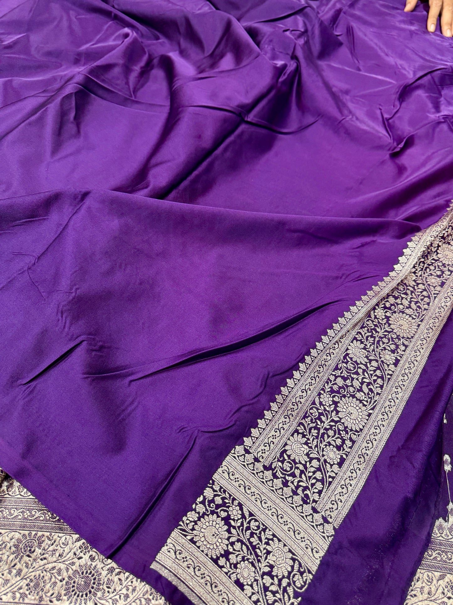 Purple Banarasi Mashru Katan silk saree MK159