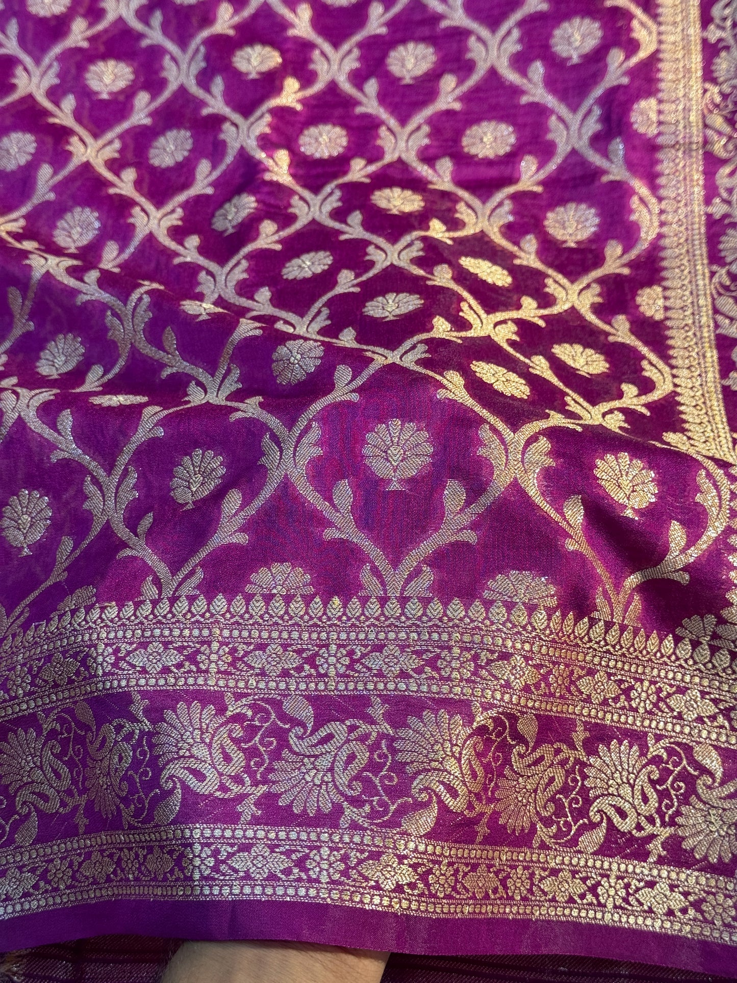 Purple Banarasi georgette silk saree RB107
