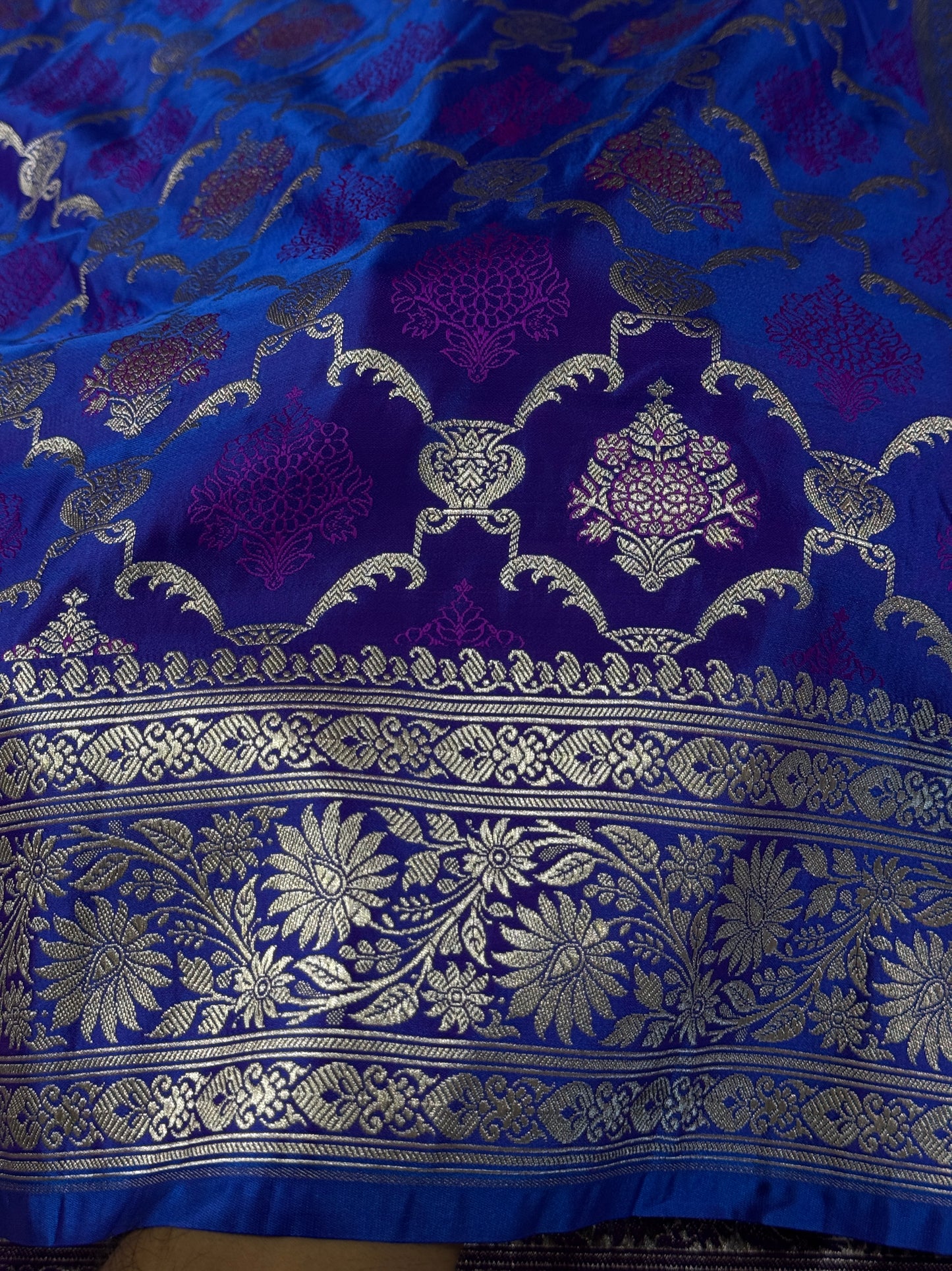 Blue Banarasi Mashru katan silk saree MK166