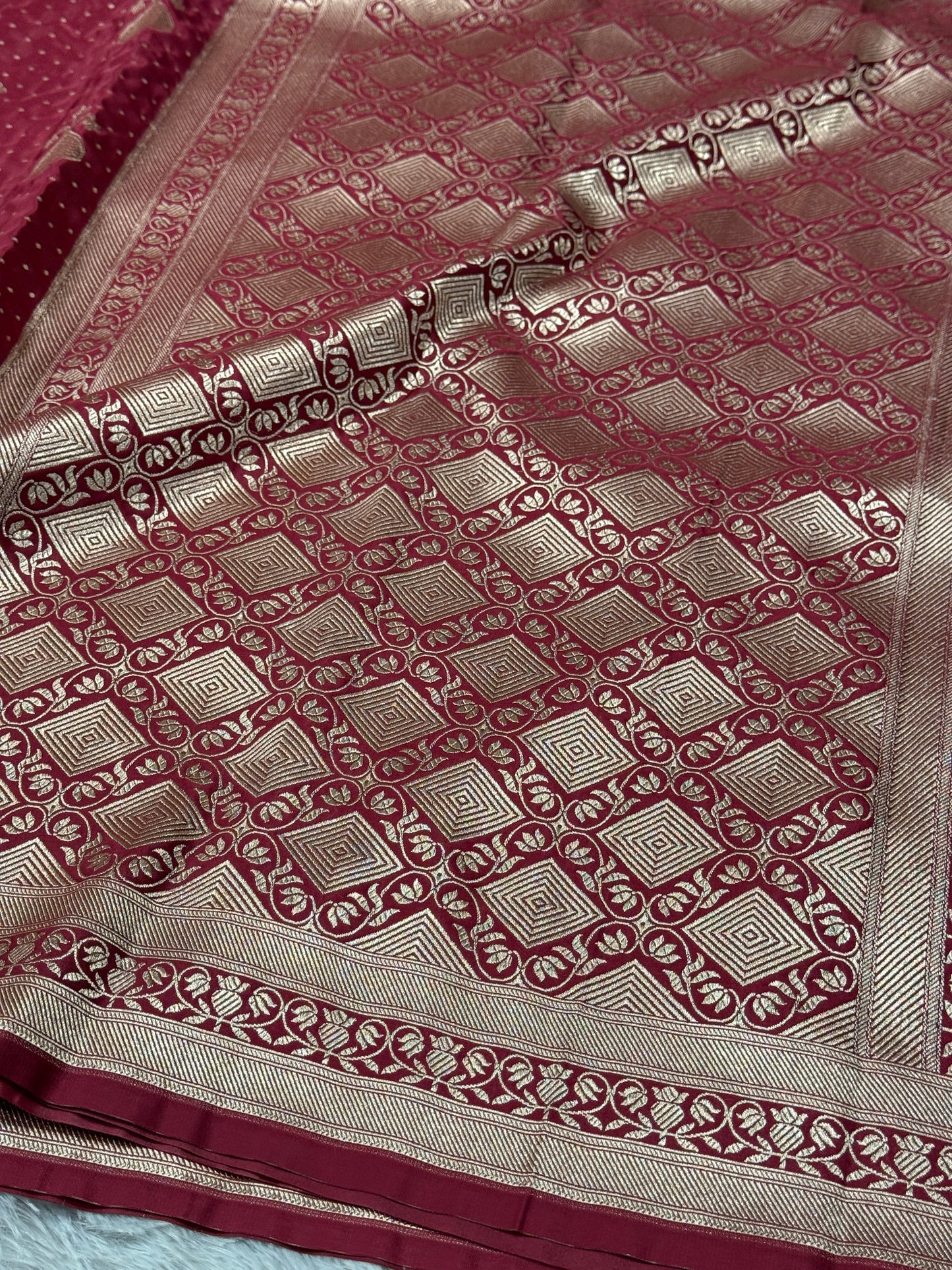 Premium maroon Banarasi Mashru katan silk saree MK165