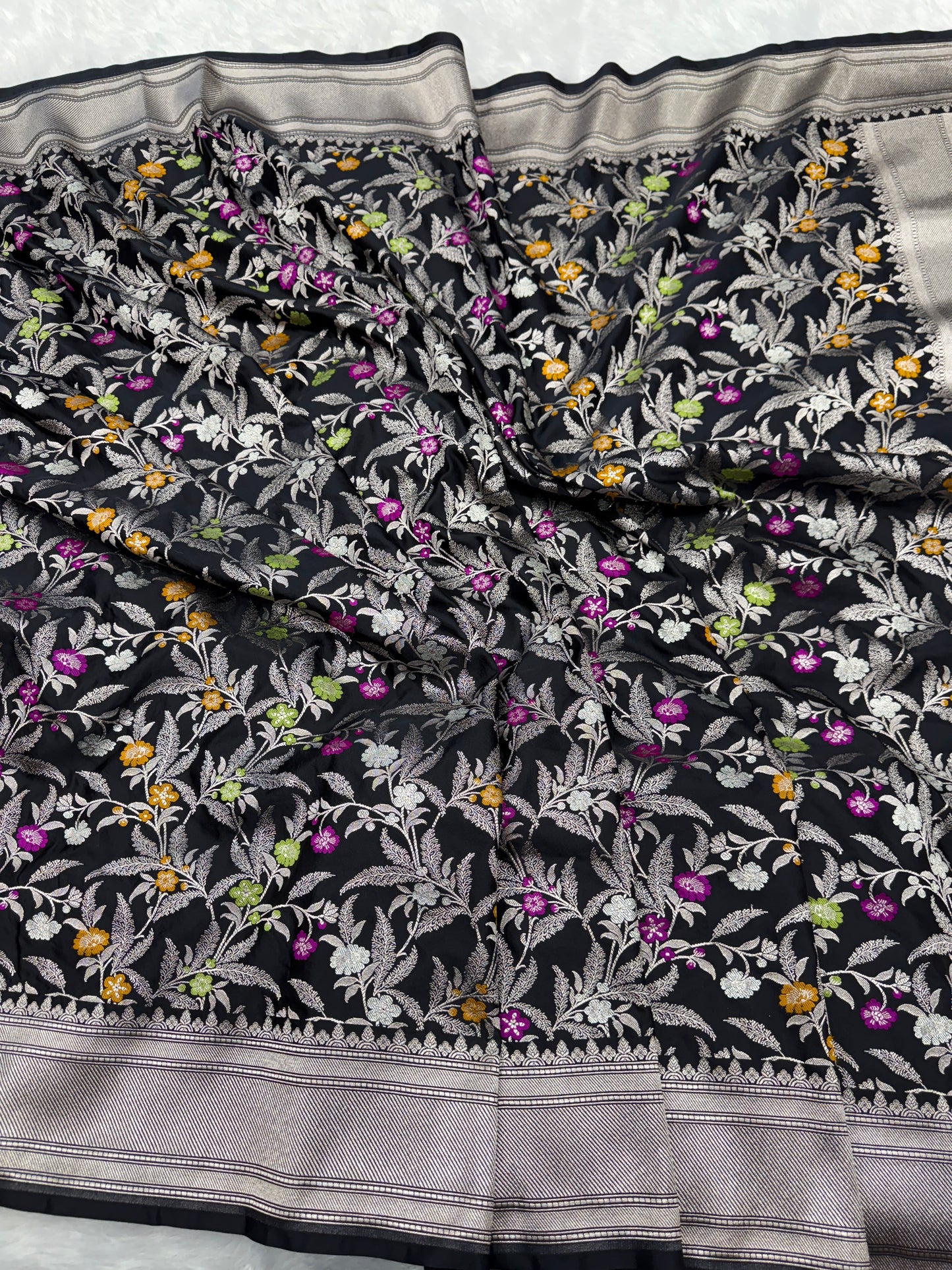 Black premium Banarasi Mashru katan silk saree MK184