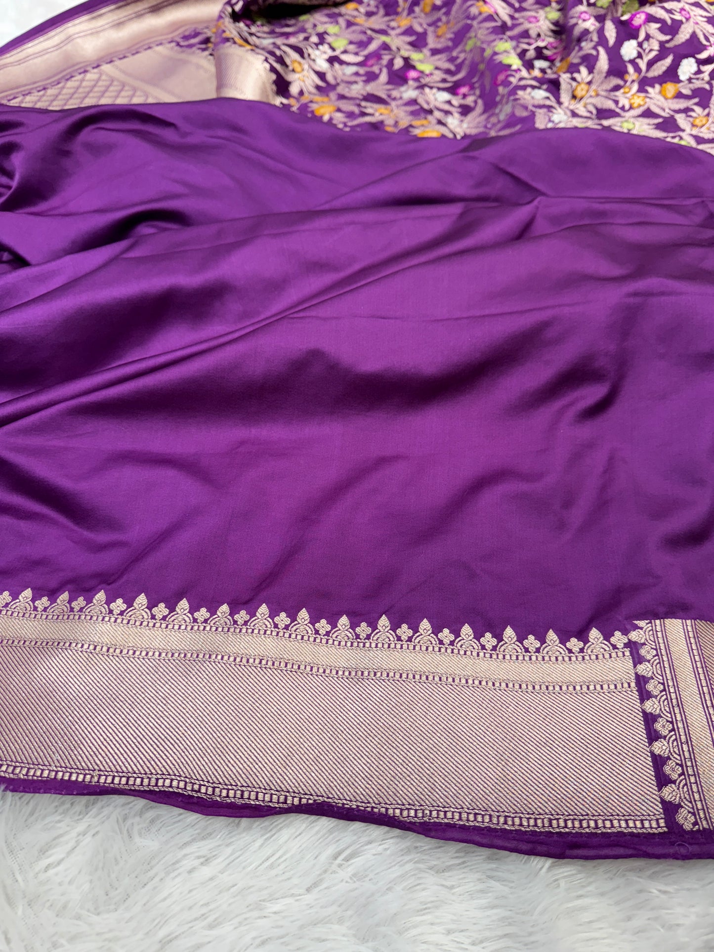 Purple premium Banarasi Mashru katan silk saree MK184