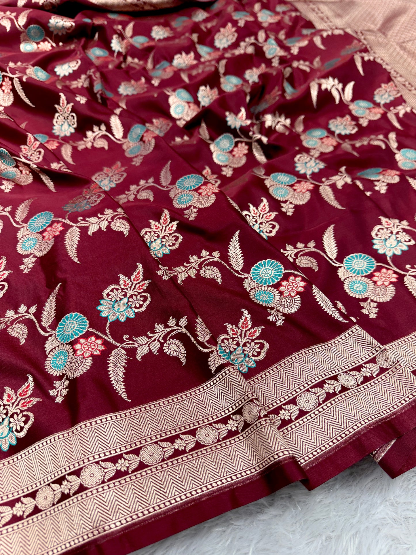 Maroon celebrity inspired premium Banarasi Mashru katan silk saree MK188
