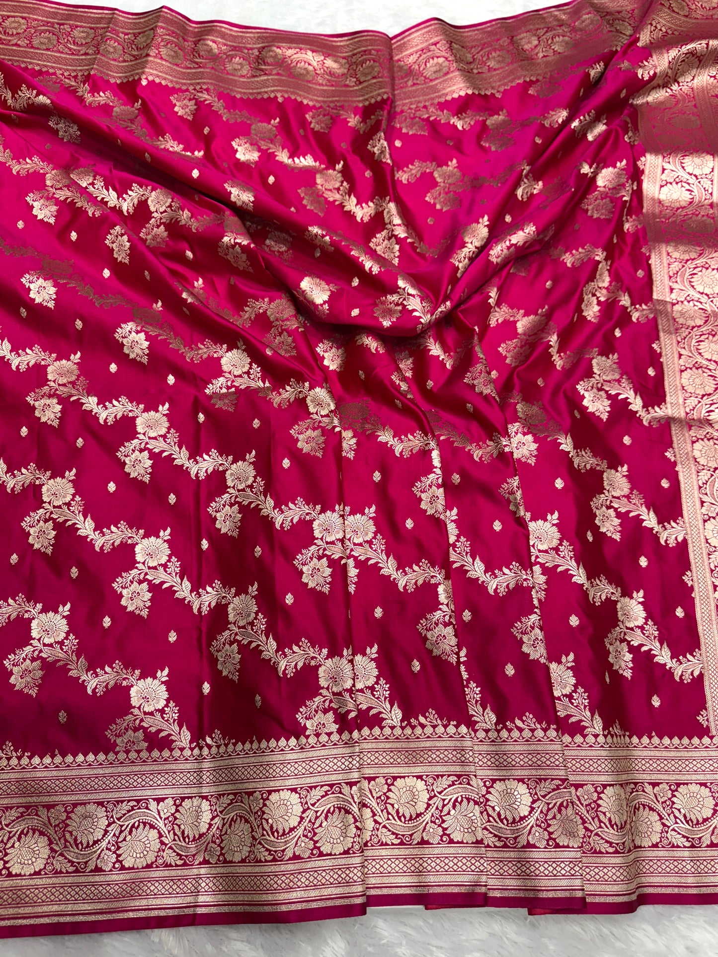 Rani pink premium Banarasi Mashru katan silk saree Mk191