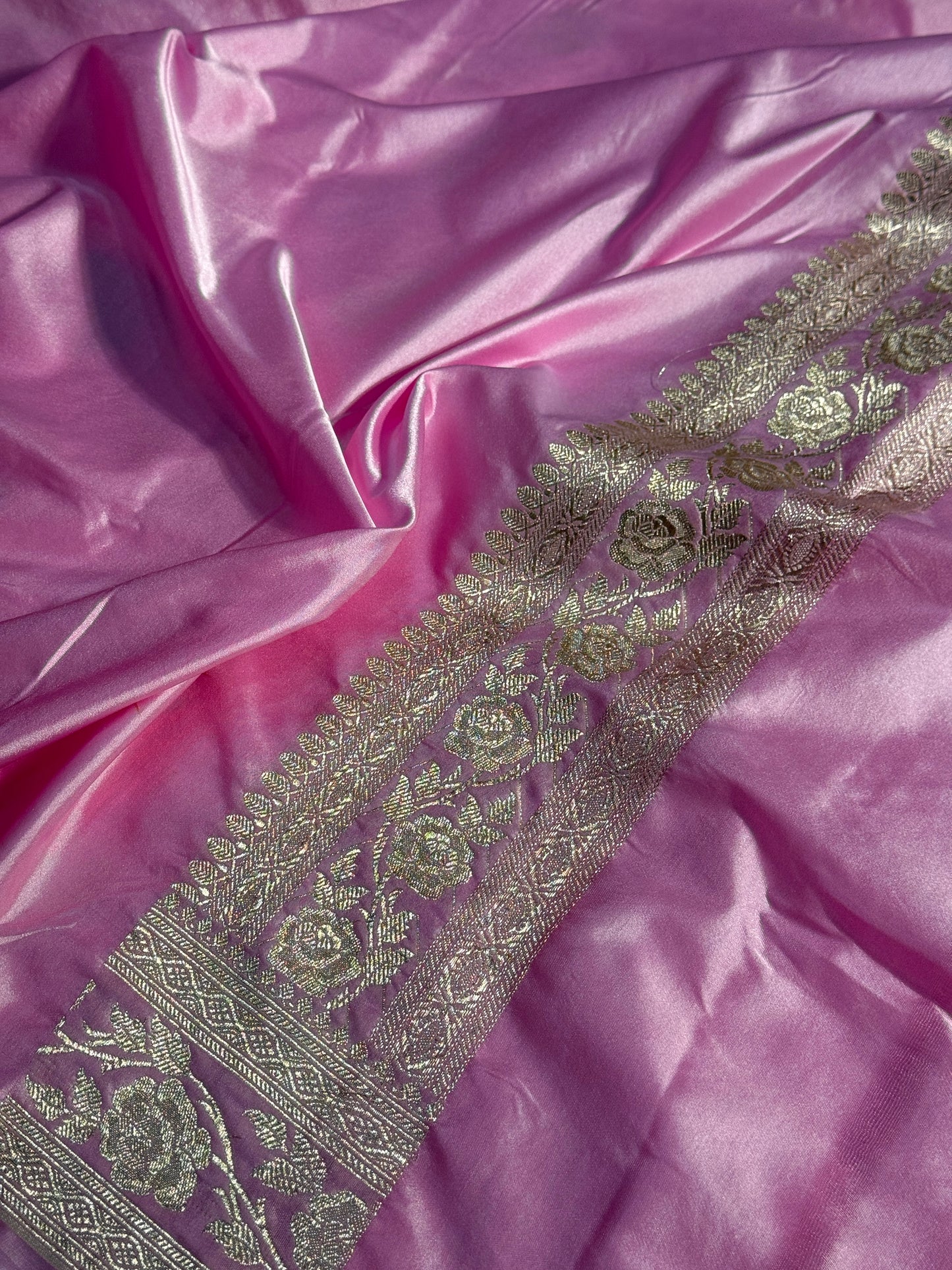Pink color Banarasi Mashru katan silk saree MK156