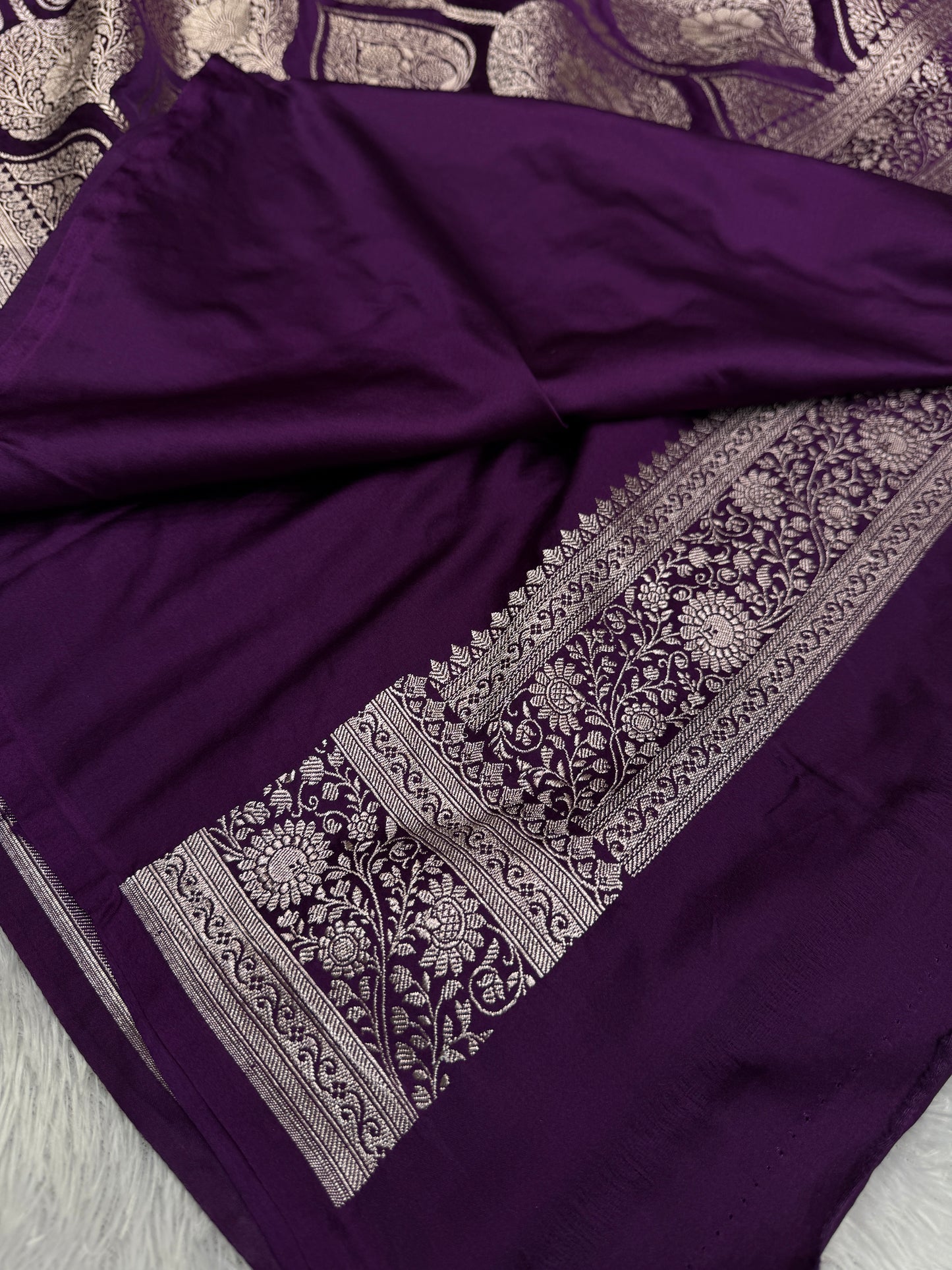 Purple premium Banarasi Mashru katan silk saree MK167